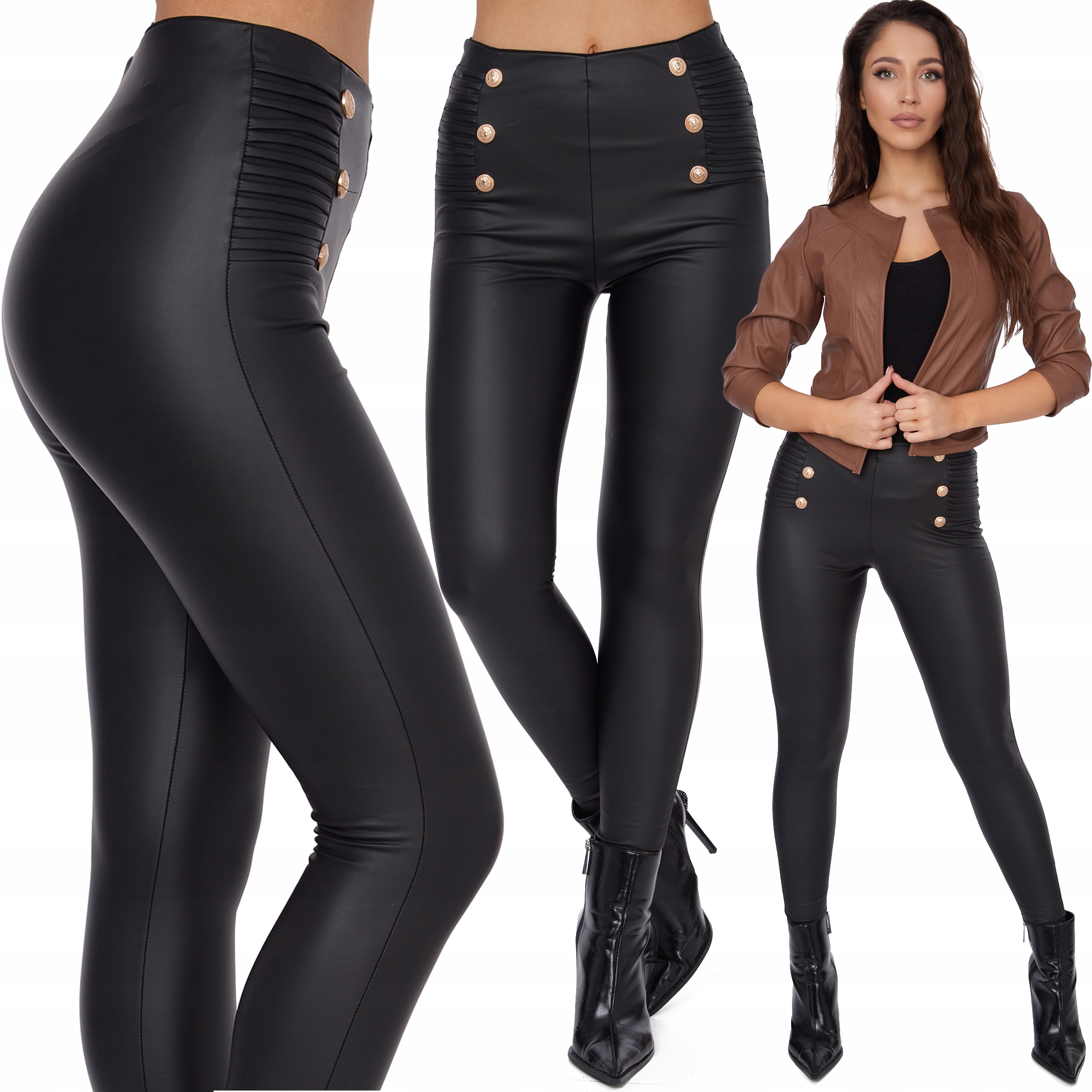 

474_ L/XL _Spodnie ,legginsy Eko Skóra woskowane