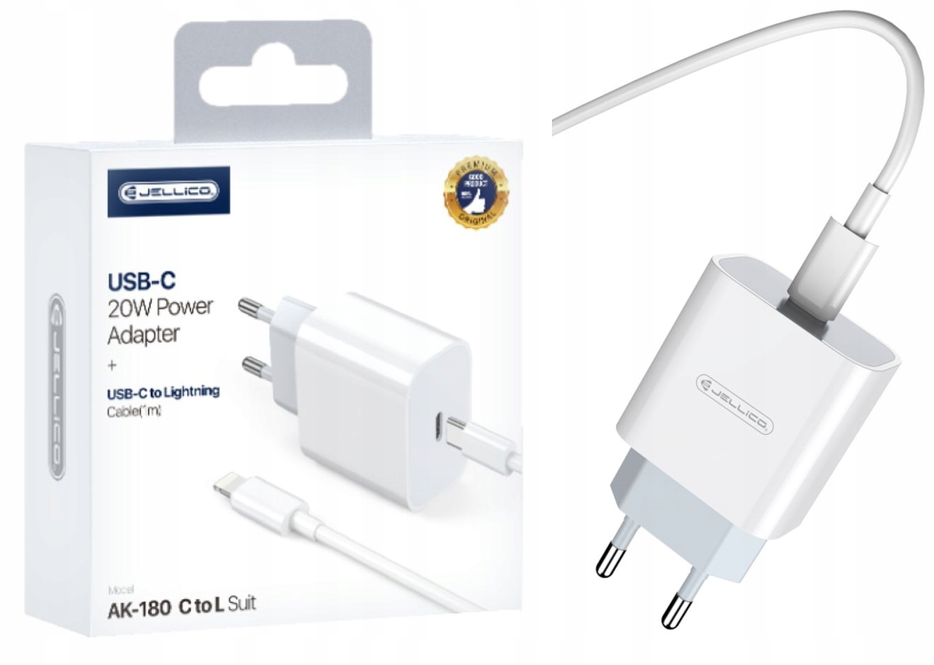 Фото - Зарядний пристрій Jellico Ładowarka 20W Usb C Kabel Lightning 