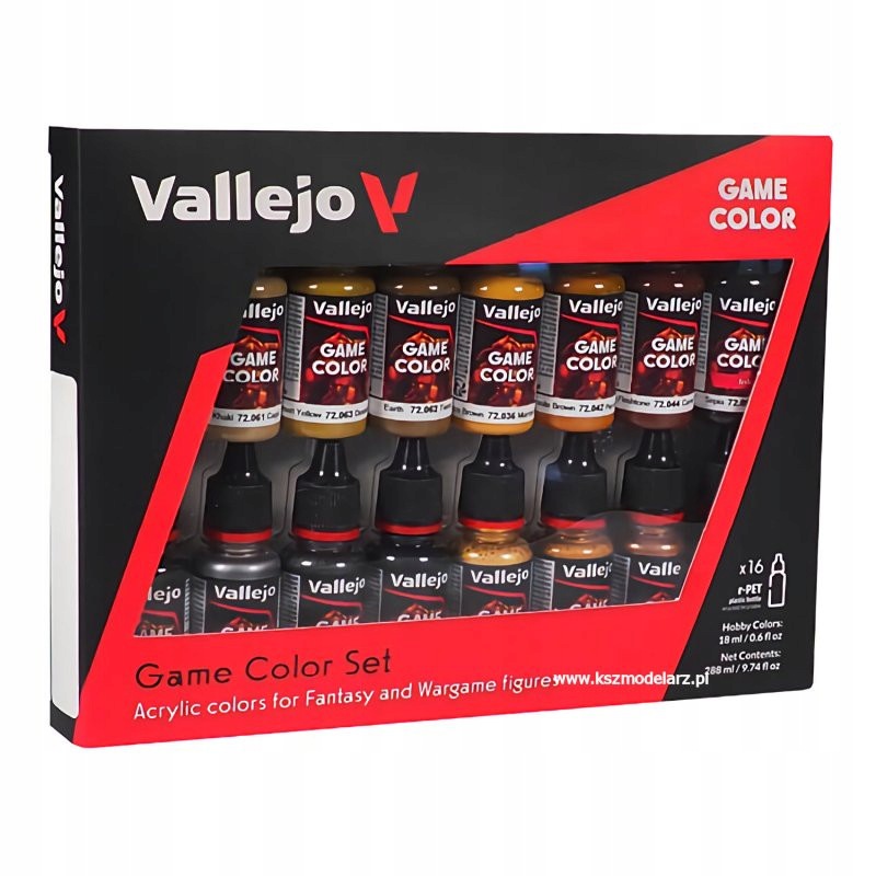 Vallejo 72189 Game Color Set – Leather & Metal (16 x 18 ml)