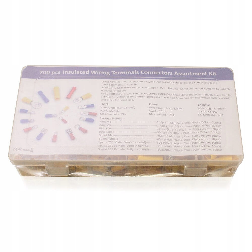 Zaciskarka do konektorów izolowanych + 700 końcówek Model HD19224