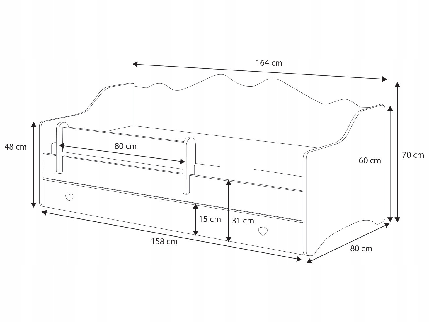 Łóżko dziecięce EMMA 160x80 z szufladą + materac Marka Kobi