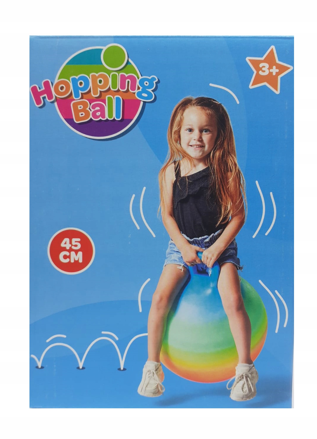Skákacia lopta + nafukovací držiak pre deti, veľká, 45 cm, dúhová Značka Cardsplitter