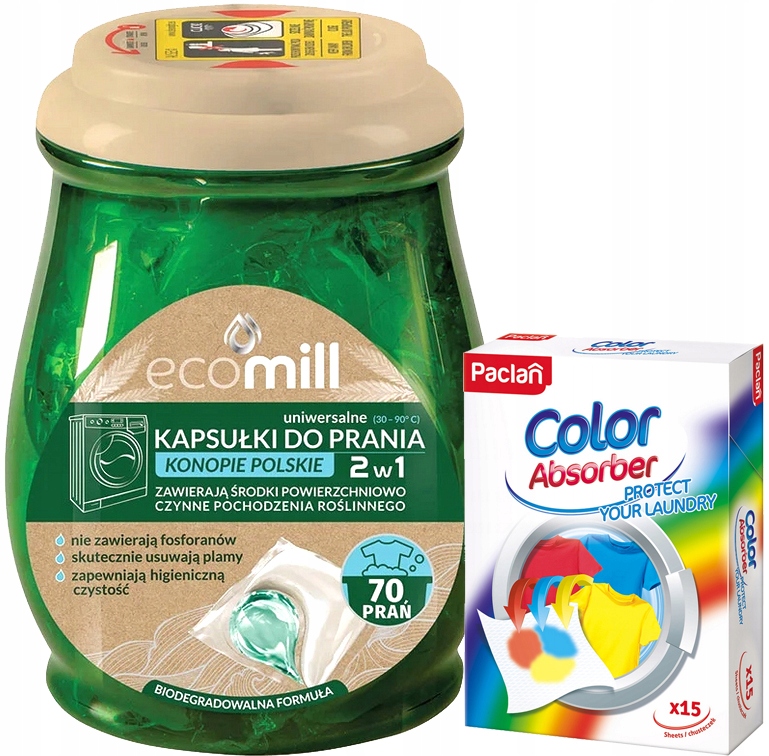 Levně Univerzální Prací Kapsle Účinné Konopné 70 ks Dárek