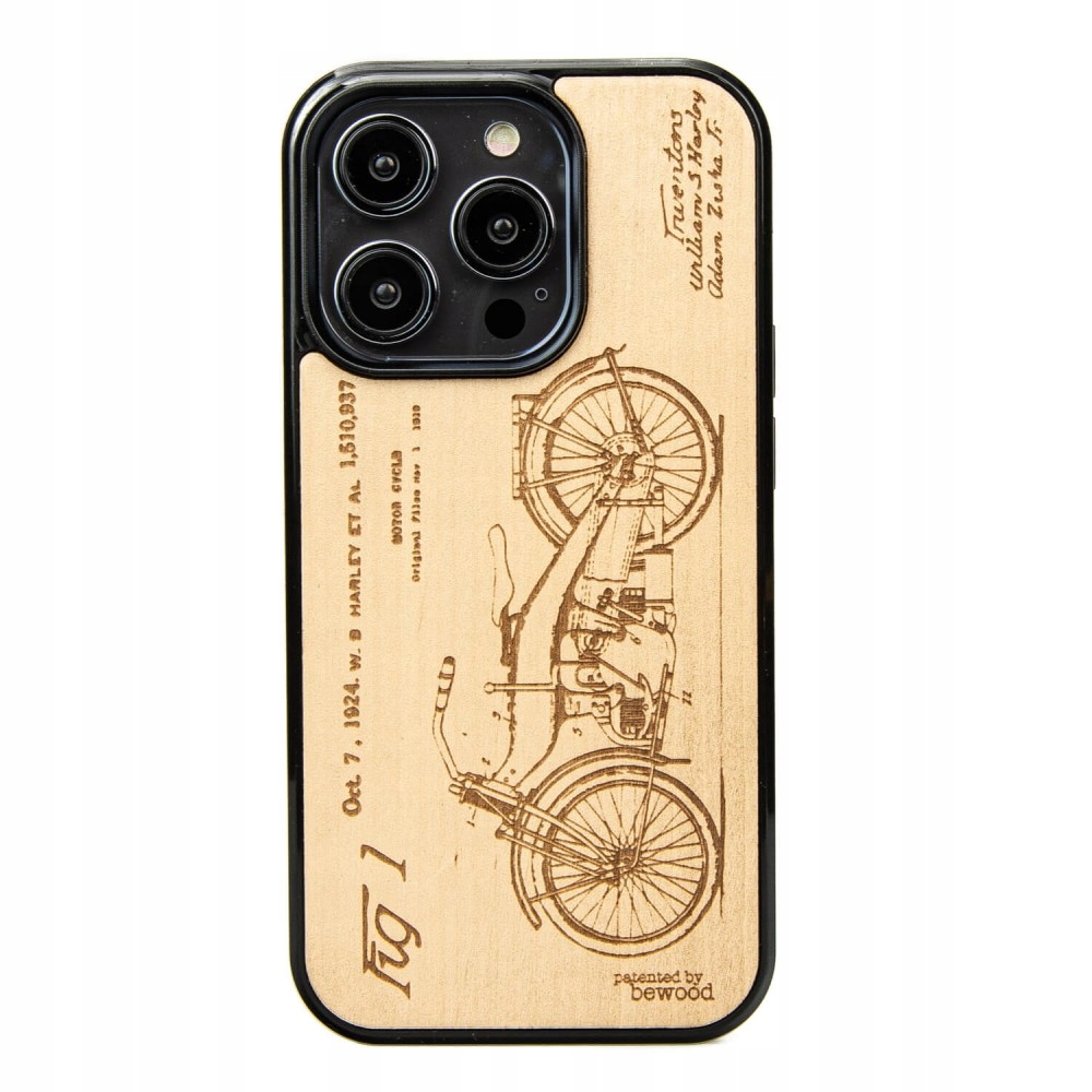Dřevěné Pouzdro Bewood na iPhone 14 Pro Harley Patent Aniegre
