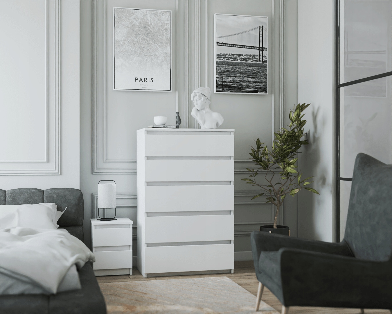 Nowoczesna KOMODA Pari 5 szuflad - BIAŁA EAN (GTIN) 5904335250770