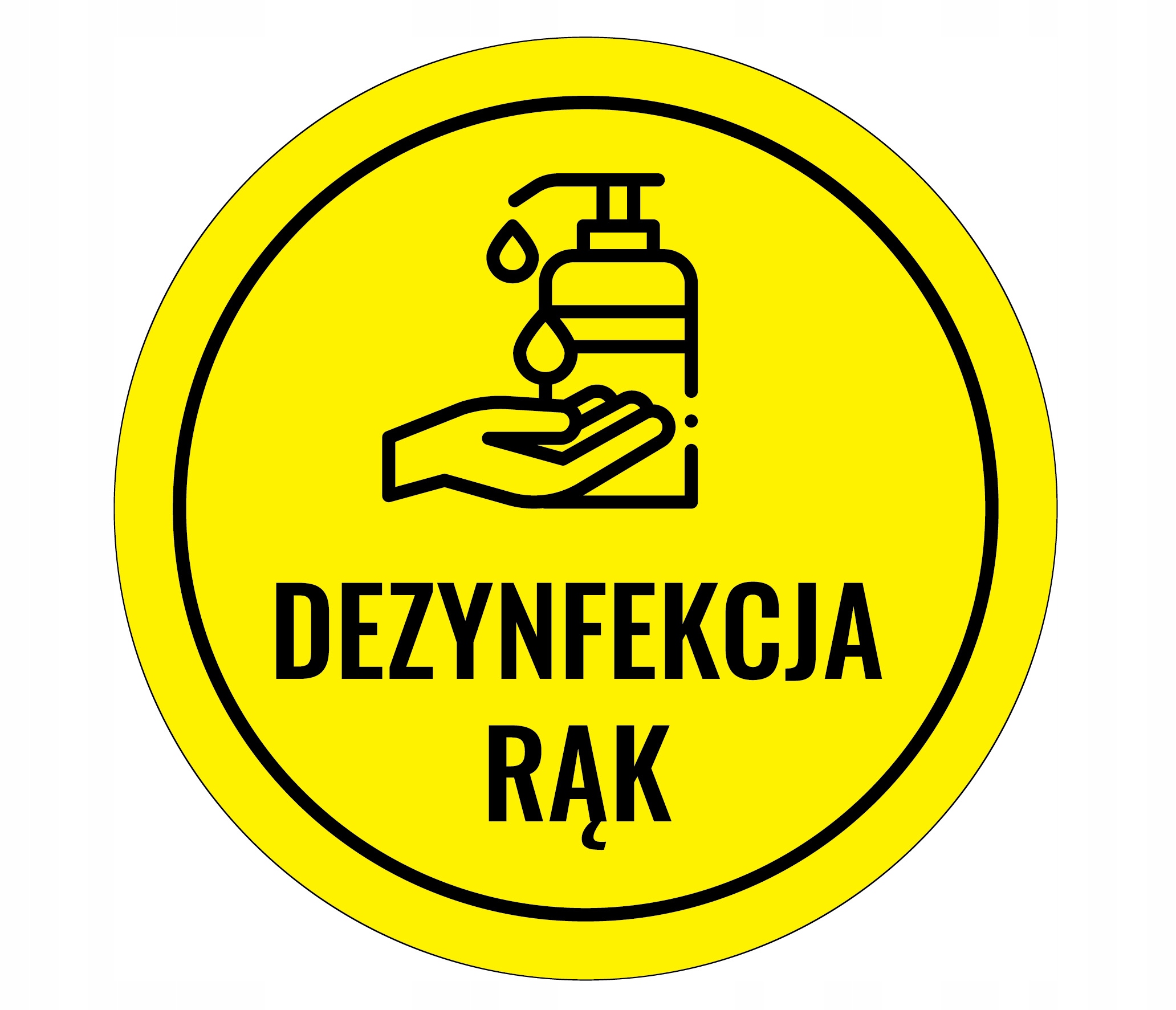 NAKLEJKA informacyjna DEZYNFEKCJA RĄK WIRUS 15cm