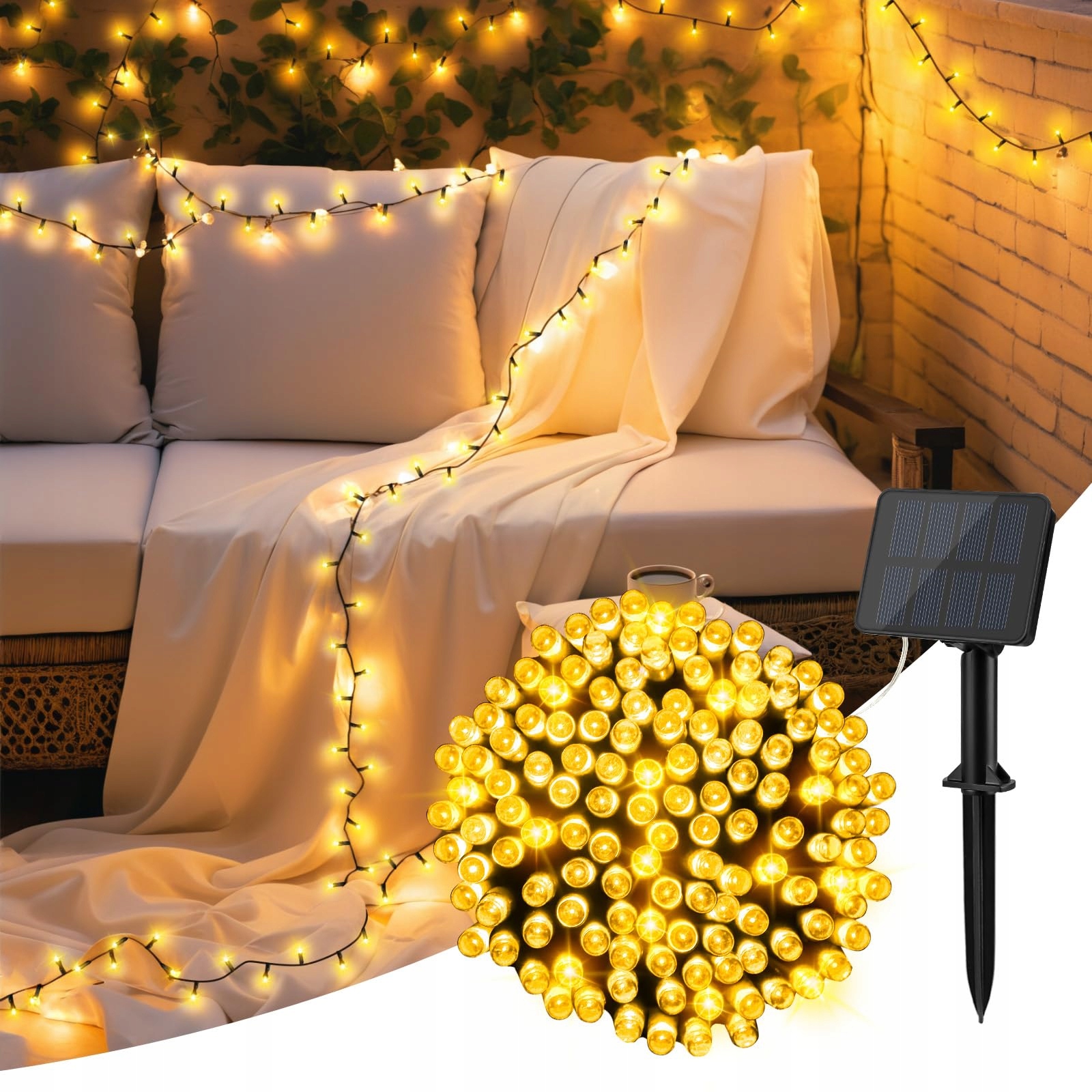 CSHARE Lampa Solarna 5M 50 LED IP65 do Ogrodu Tarasu