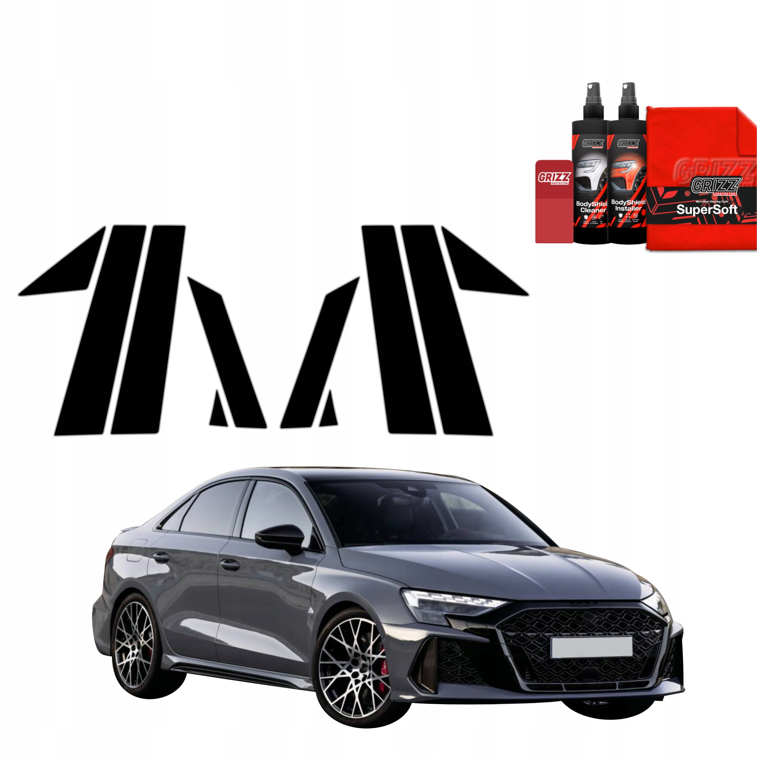 10v1 Černá fólie na sloupky pro Audi RS3 (2025)