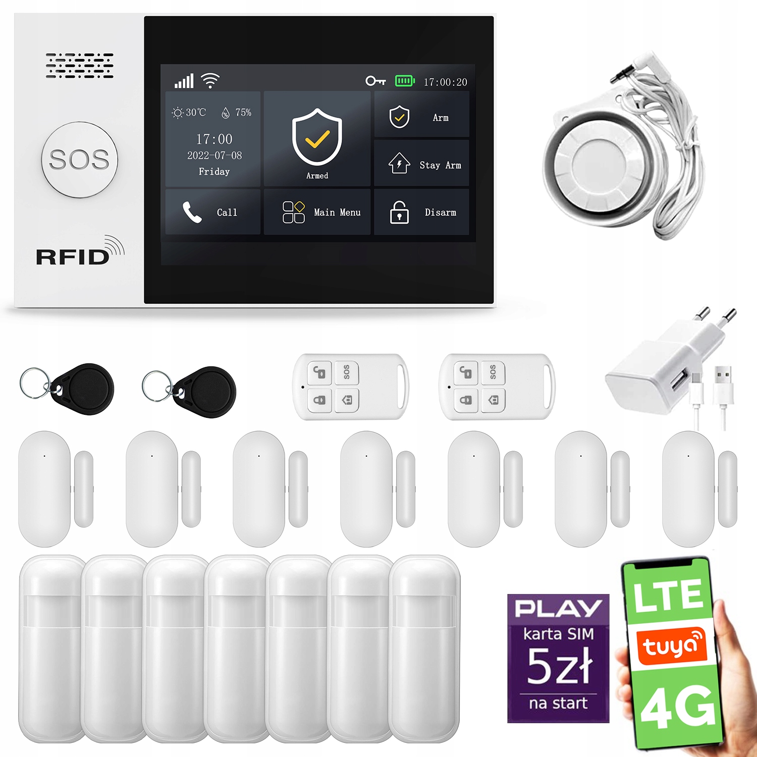 Bezdrôtový alarm WiFi Gsm 4G Lte s aplikáciou Tuya, Huxgo HXA007 4G