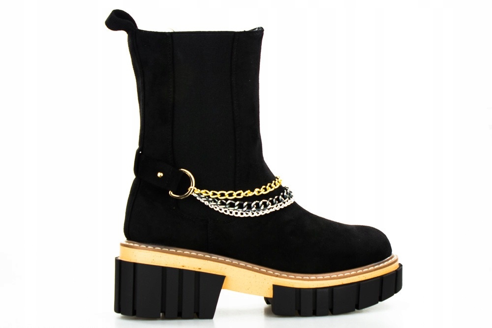 Kotníkové Boty Vysoké Semišové Tyče 3 Řetězy 39
