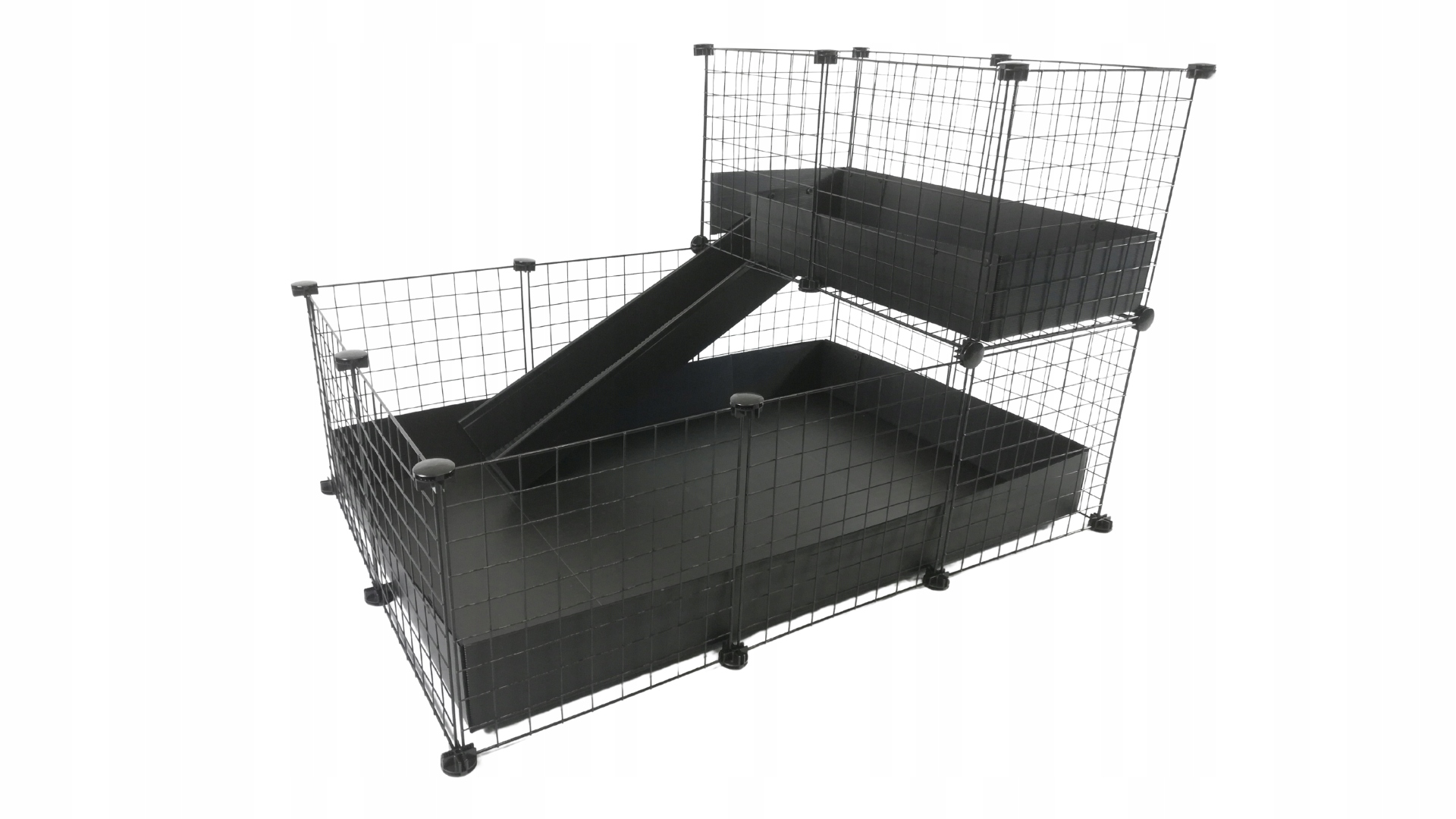 Levně Modulární klec pro morče hlodavce C&C 3x2 Loft 2x1 rampa černá