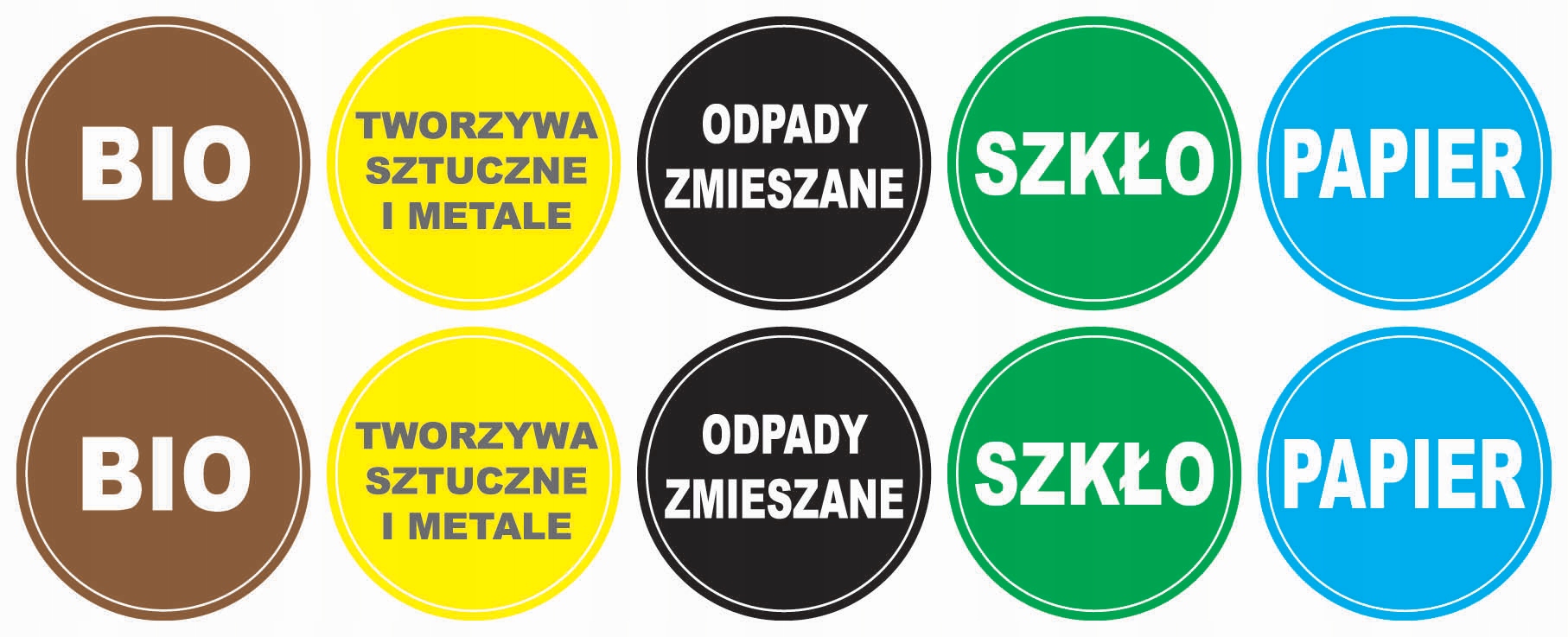 

Naklejki segregacja śmieci na kosze 5cm 10szt