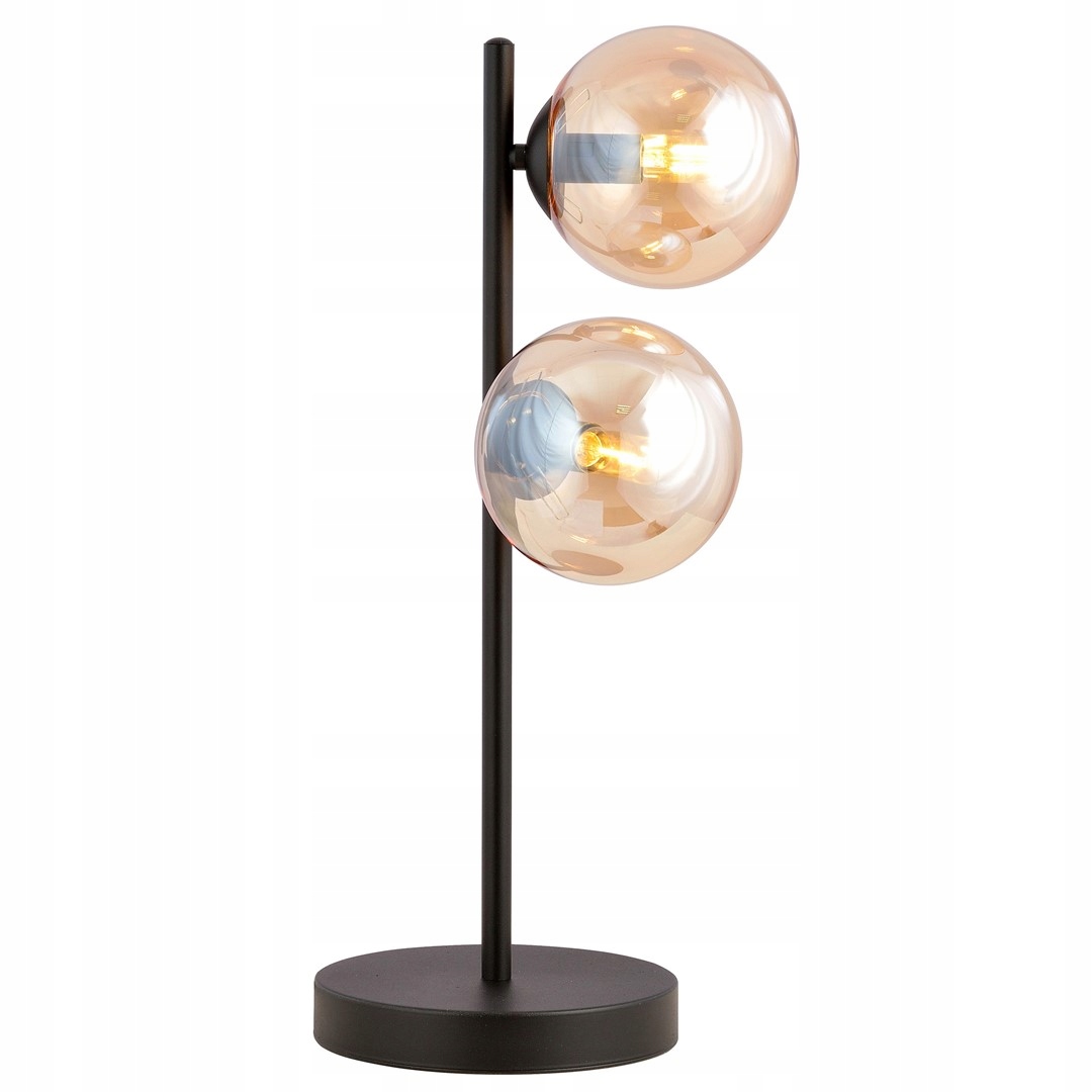 Nočná lampa čierna, medové sklenené gule, moderná, 2 body Emibig