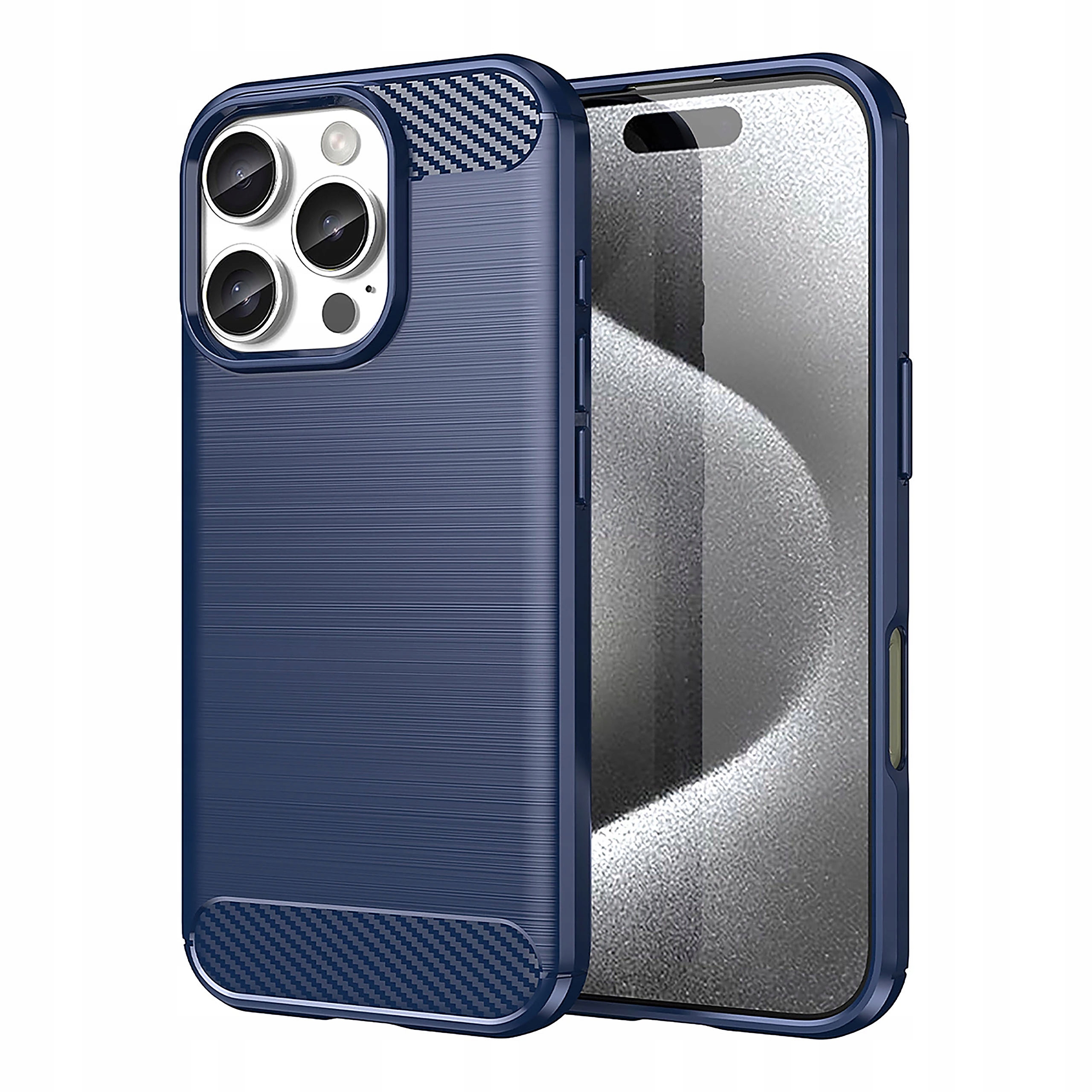 Etui plecki silikonowe Carbon Case do iPhone 16 Pro niebieskie