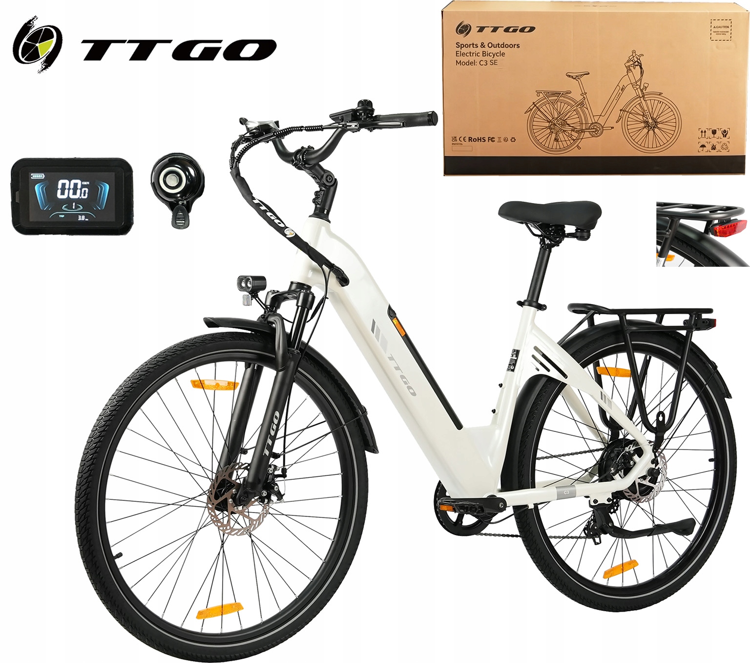 Miejski E-bike męski/żeński Ttgo C3 Se 250W 52Nm 18AH 120KM 28*2.0" 2026 Pl