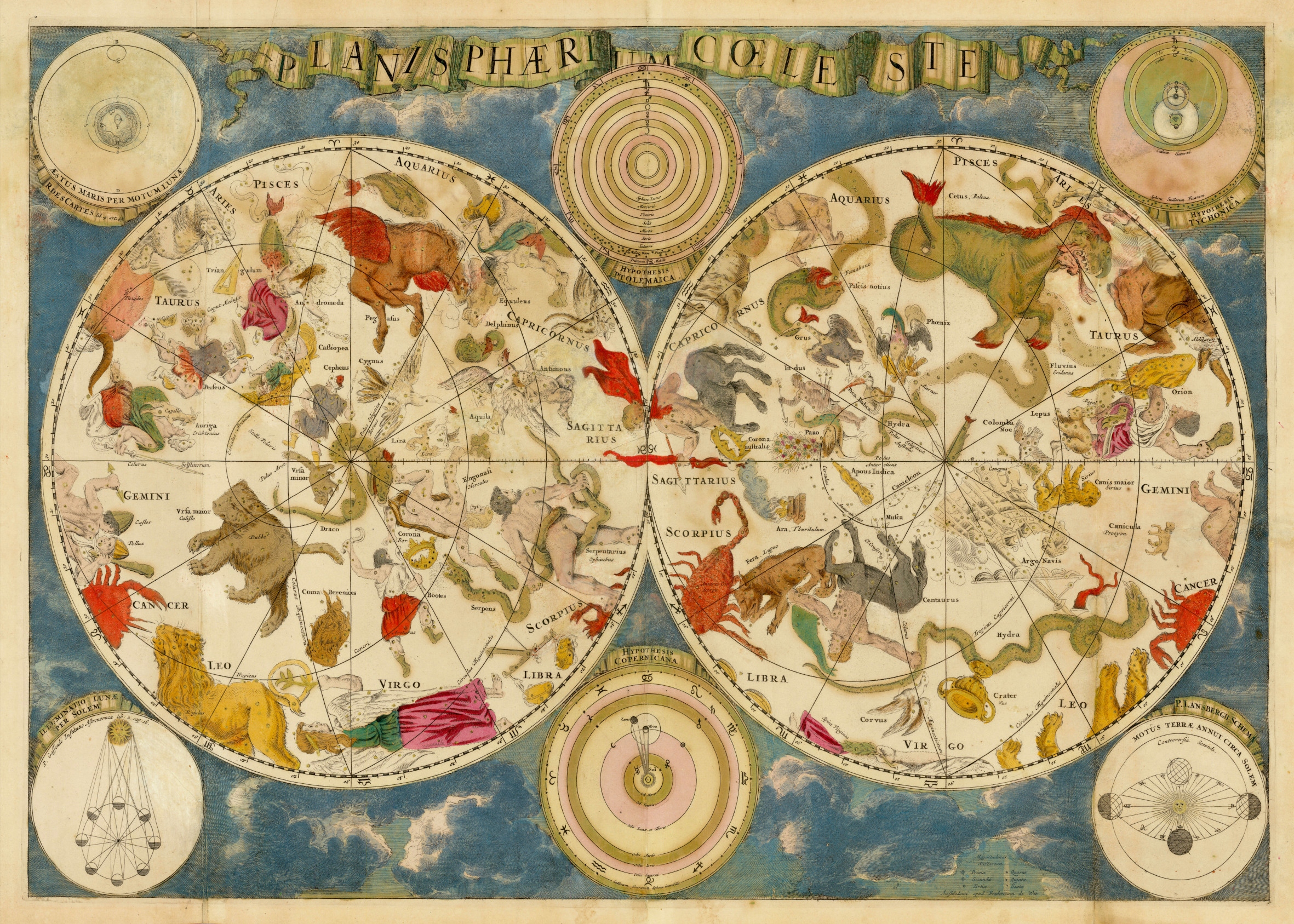 Plaská země Mapa světa Planisfera Coeleste F. de Wita. 1680vel. 120x90cm