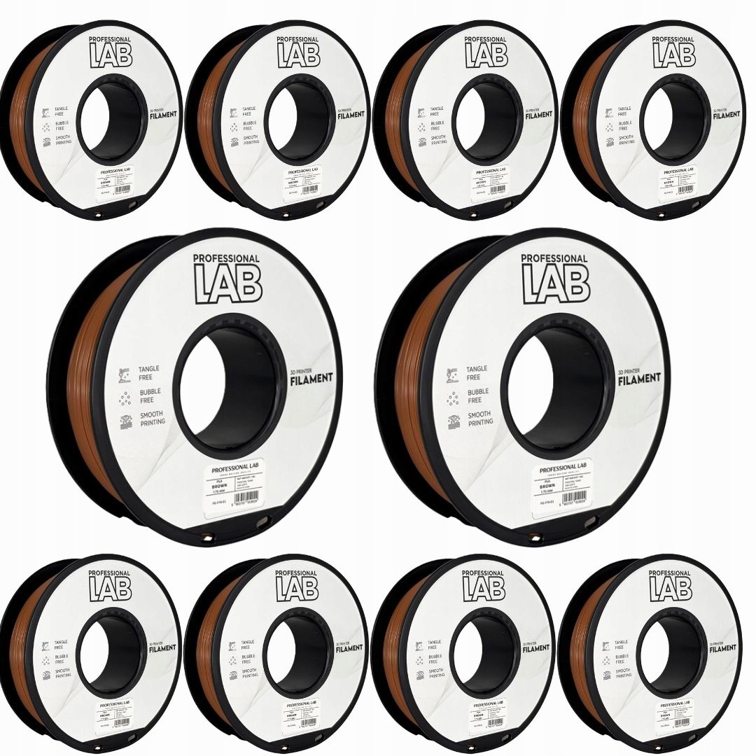 10 x Filament Pla Brown Hnedý Prof. Lab 1,75 mm 1 kg 3D tlačiareň