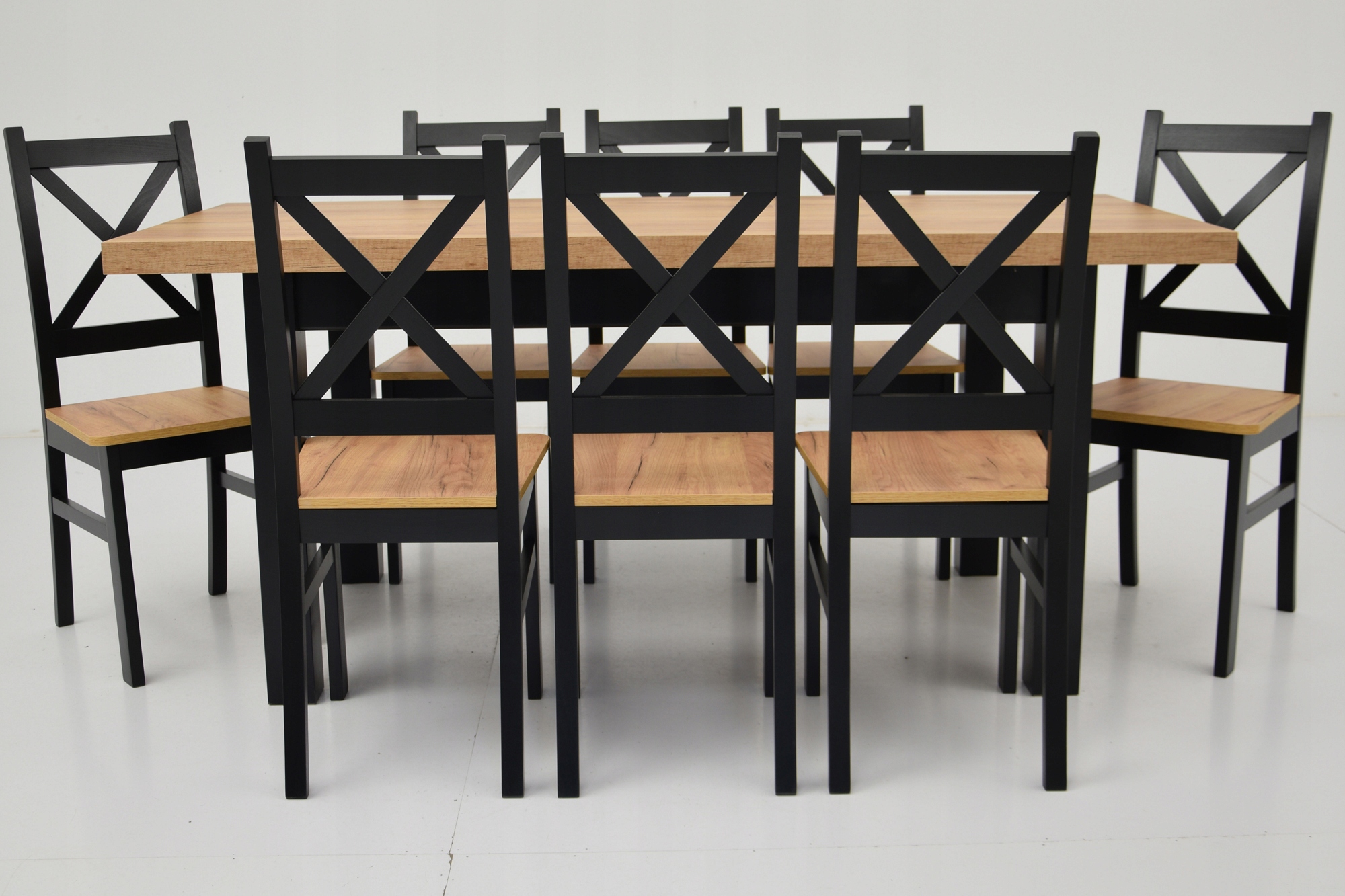 SKANDYNAWSKI Rozkładany stół 180cm 8 krzeseł SALON Kształt blatu prostokątny