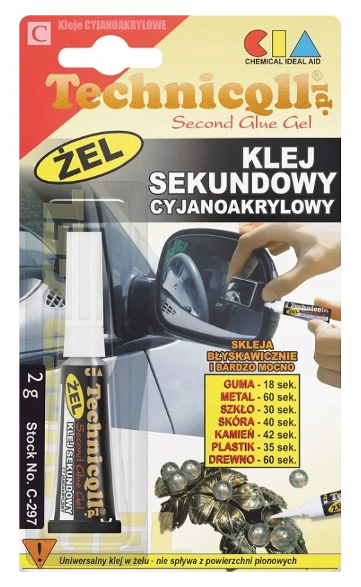 uniwersalny Klej Sekundowy Technicqll 2 g cyjanoakrylowy żel szybkoschnący