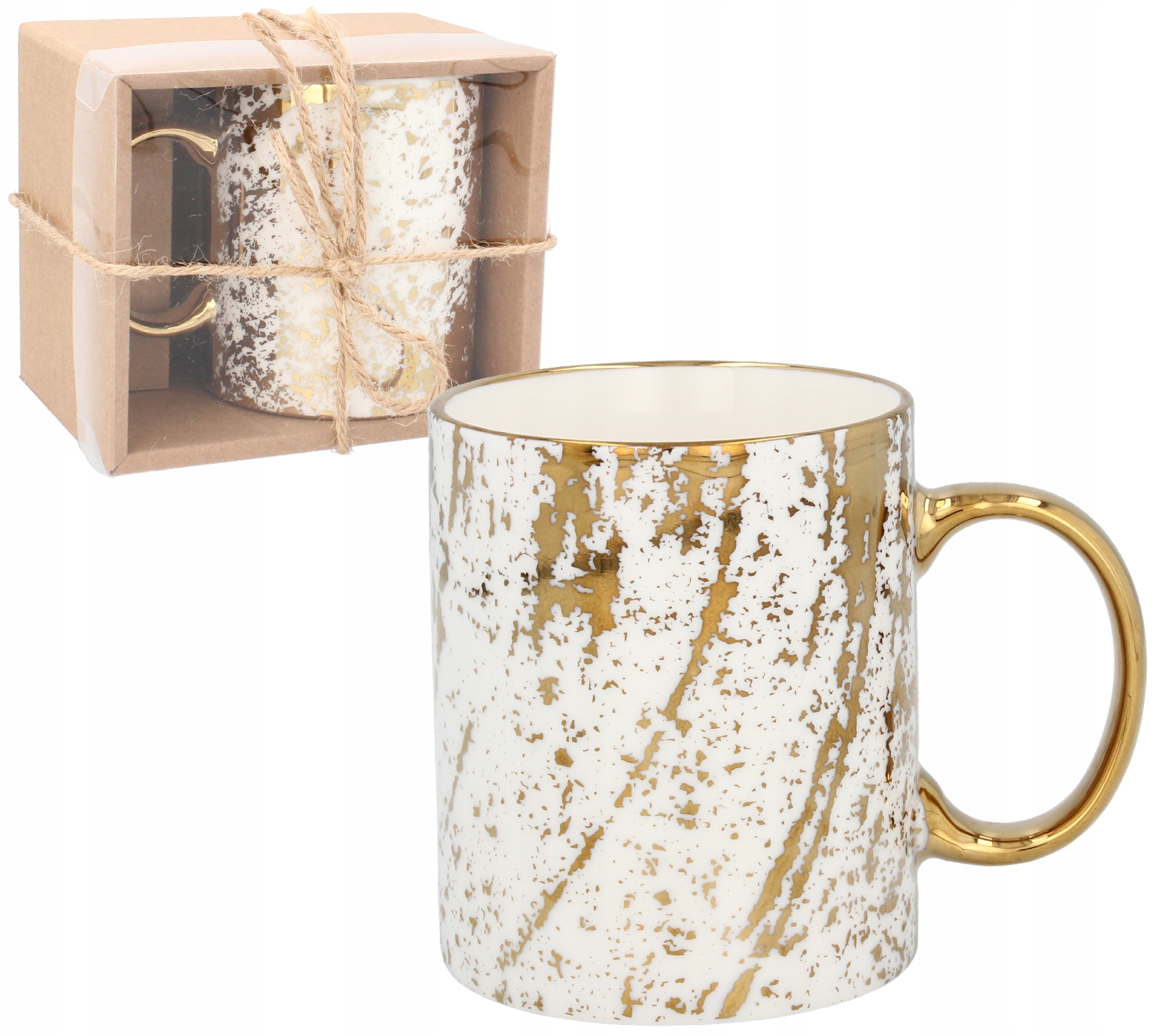 PORCELÁN BÖGRE 340ML ARANY MÁRVÁNY TEA KÁVÉ AJÁNDÉK