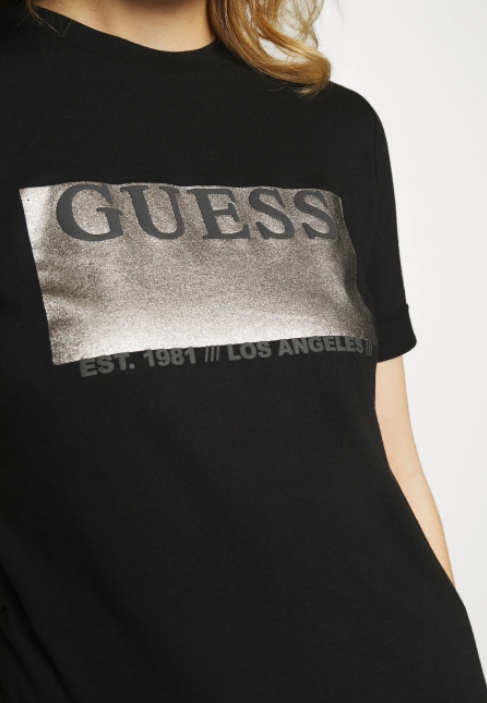 GUESS T-SHIRT DAMSKI CZARNY Z LOGO BASIC S 0A4D2* Kolor czarny