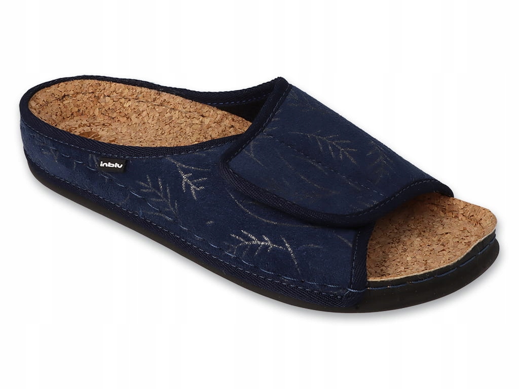 INBLU KAPCIE KLAPKI ODKRYTE PALCE DAMSKIE PROFILOWANE NA RZEPY NA KORKU 38