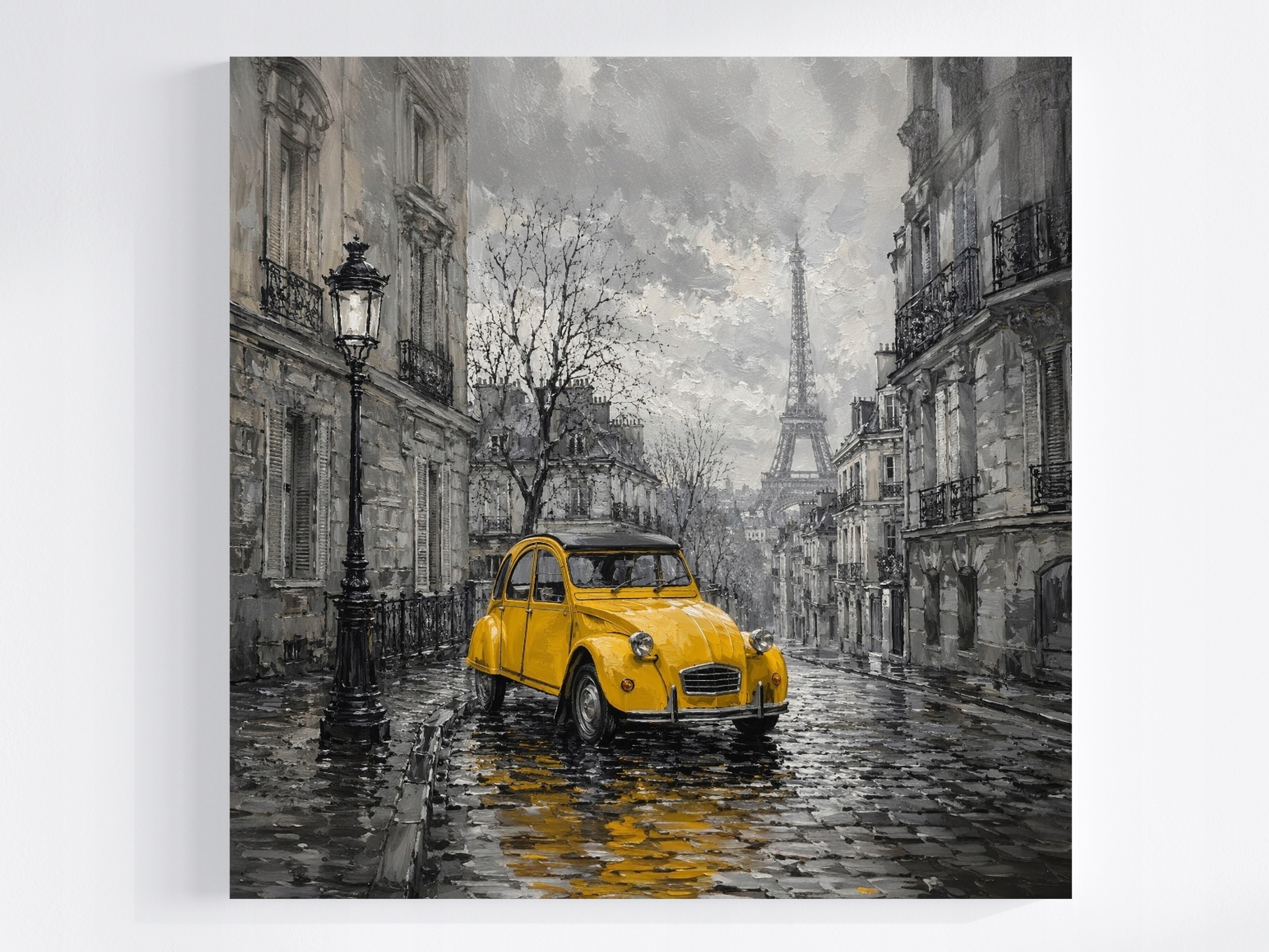Obraz Na Plátně Canvas Město Francie Paříž Ulička Žluté Auto 80x80
