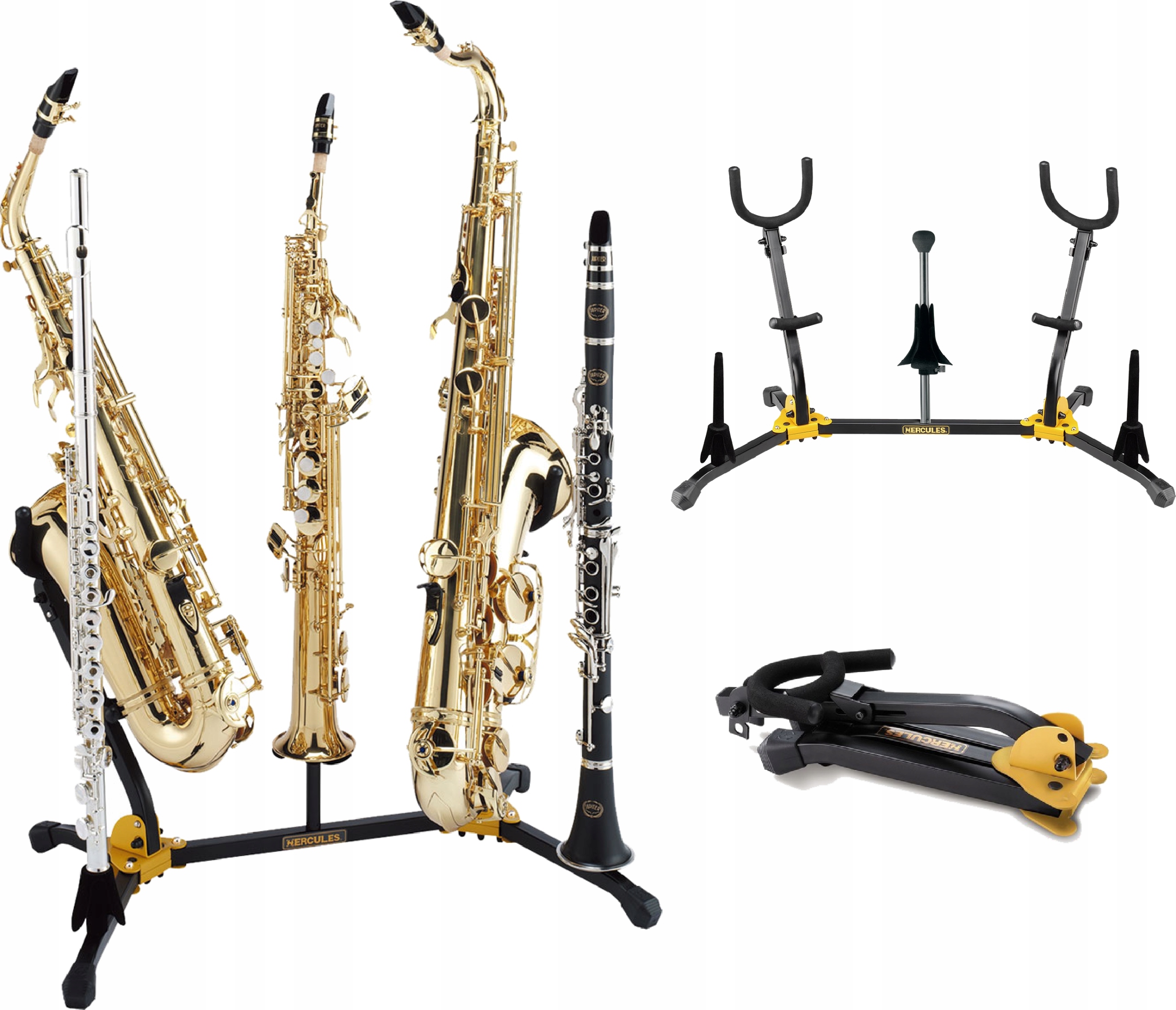 Statyw na 5 instrumentów dętych saksofon flet klarnet Hercules DS538B