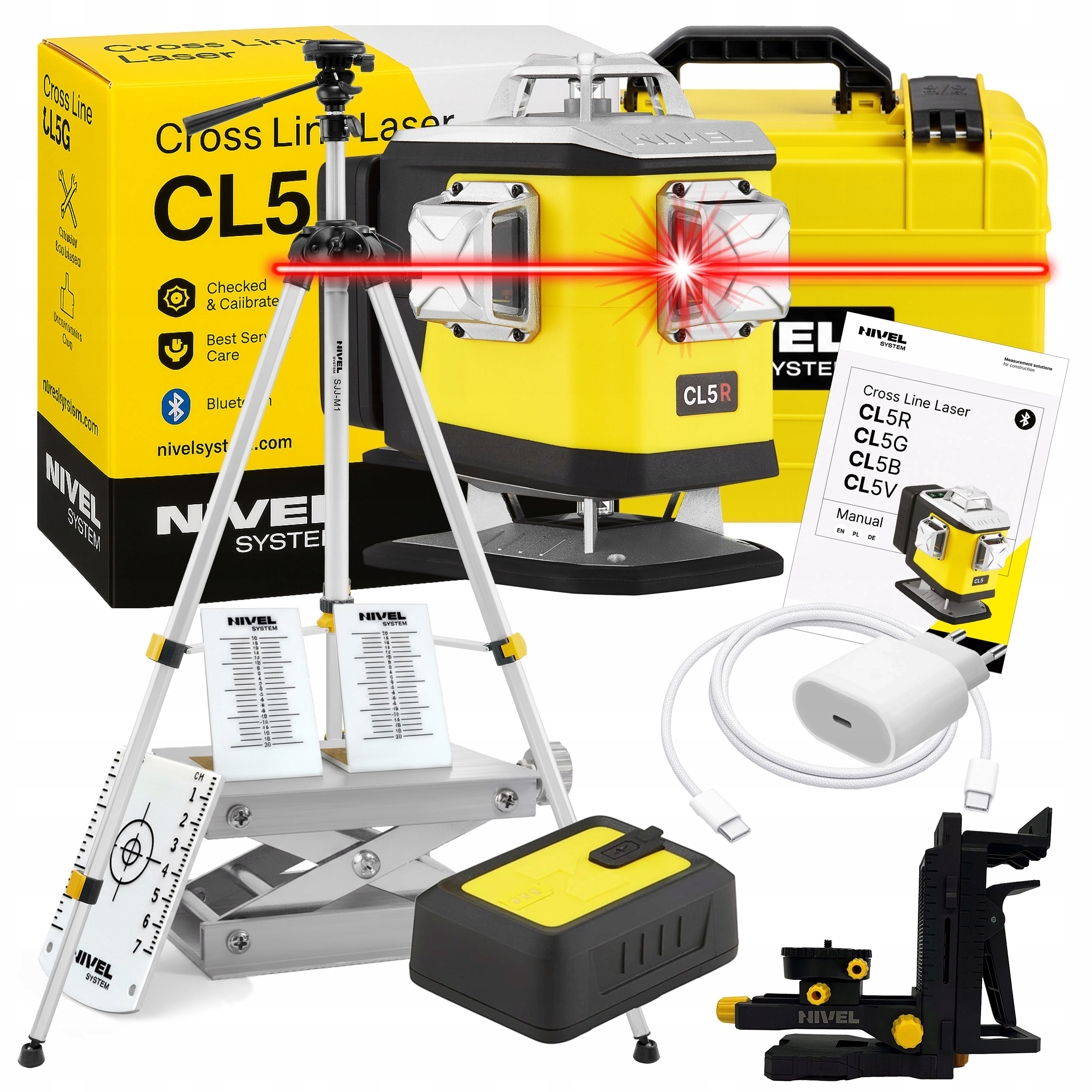 Laser Krzyżowy Nivel System CL5R Czerwony Statyw