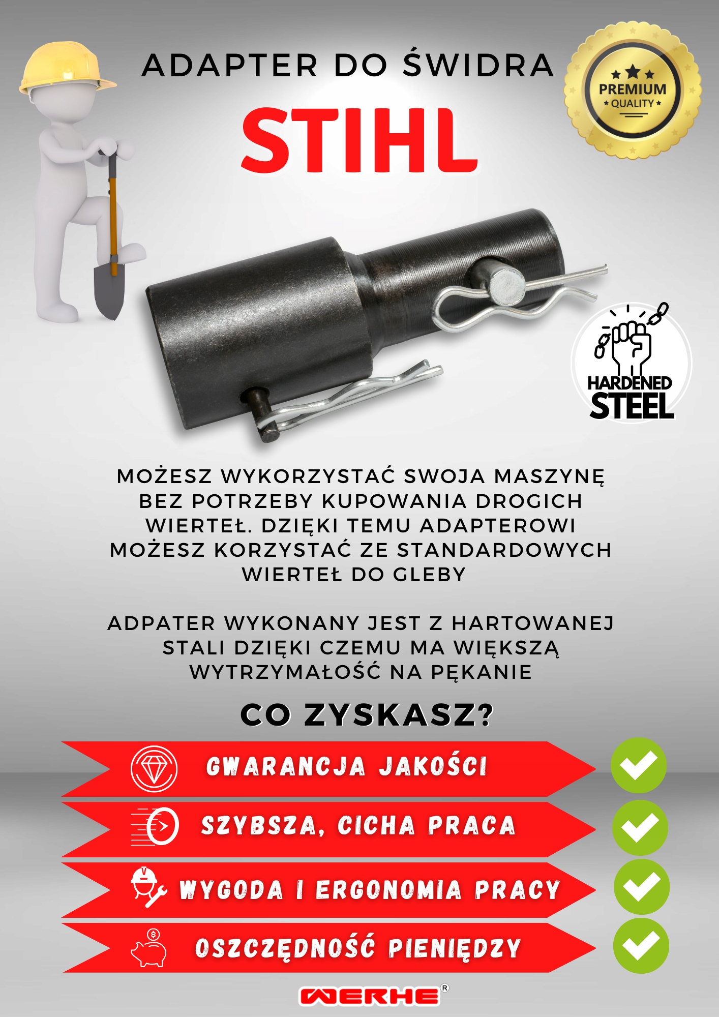 Świder Wiertło do Gleby 350H mm Adapter Stihl Zastosowanie do gleby