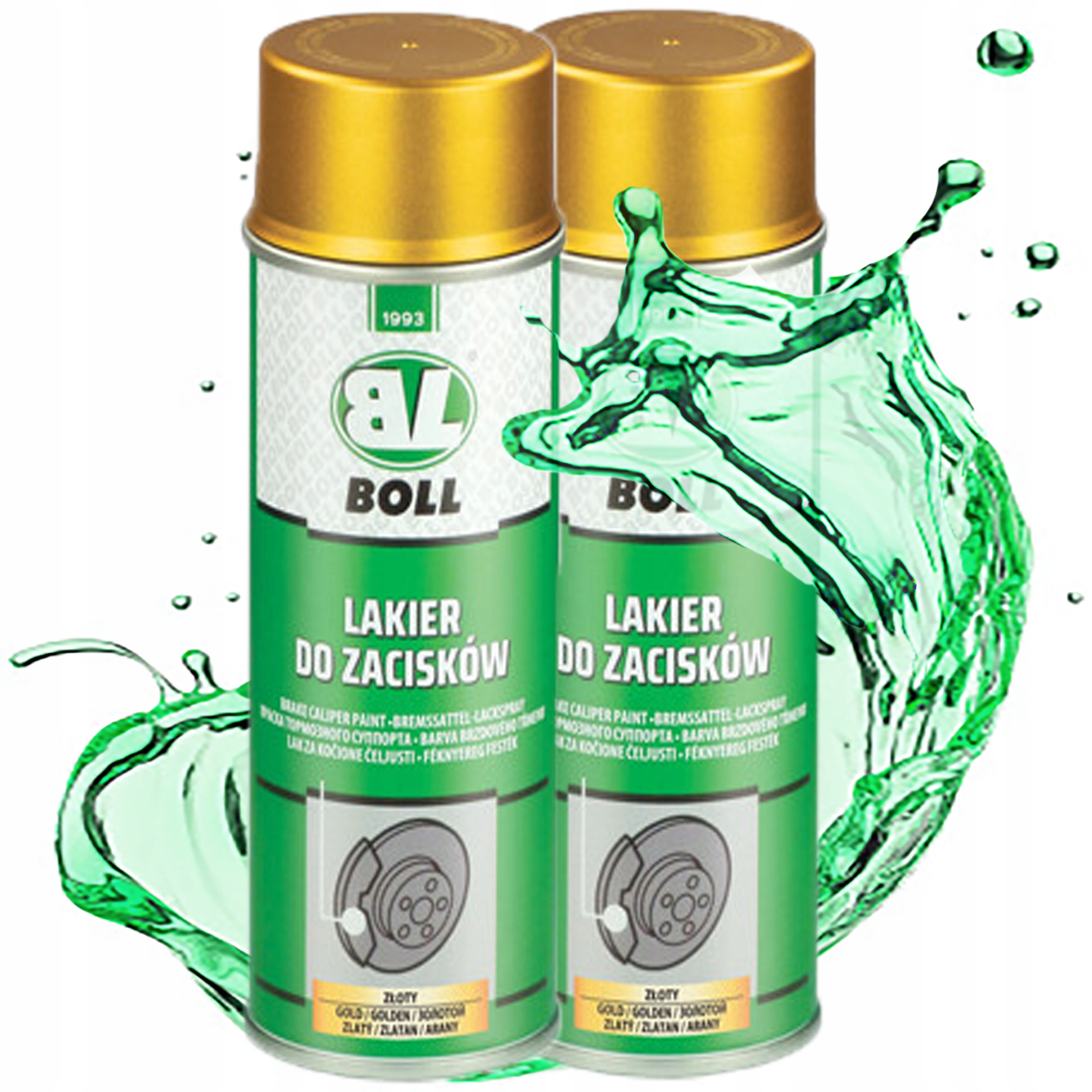 Lakier Farba Do Malowania Zacisków Odporny Połysk Złoty Boll 400ML x2
