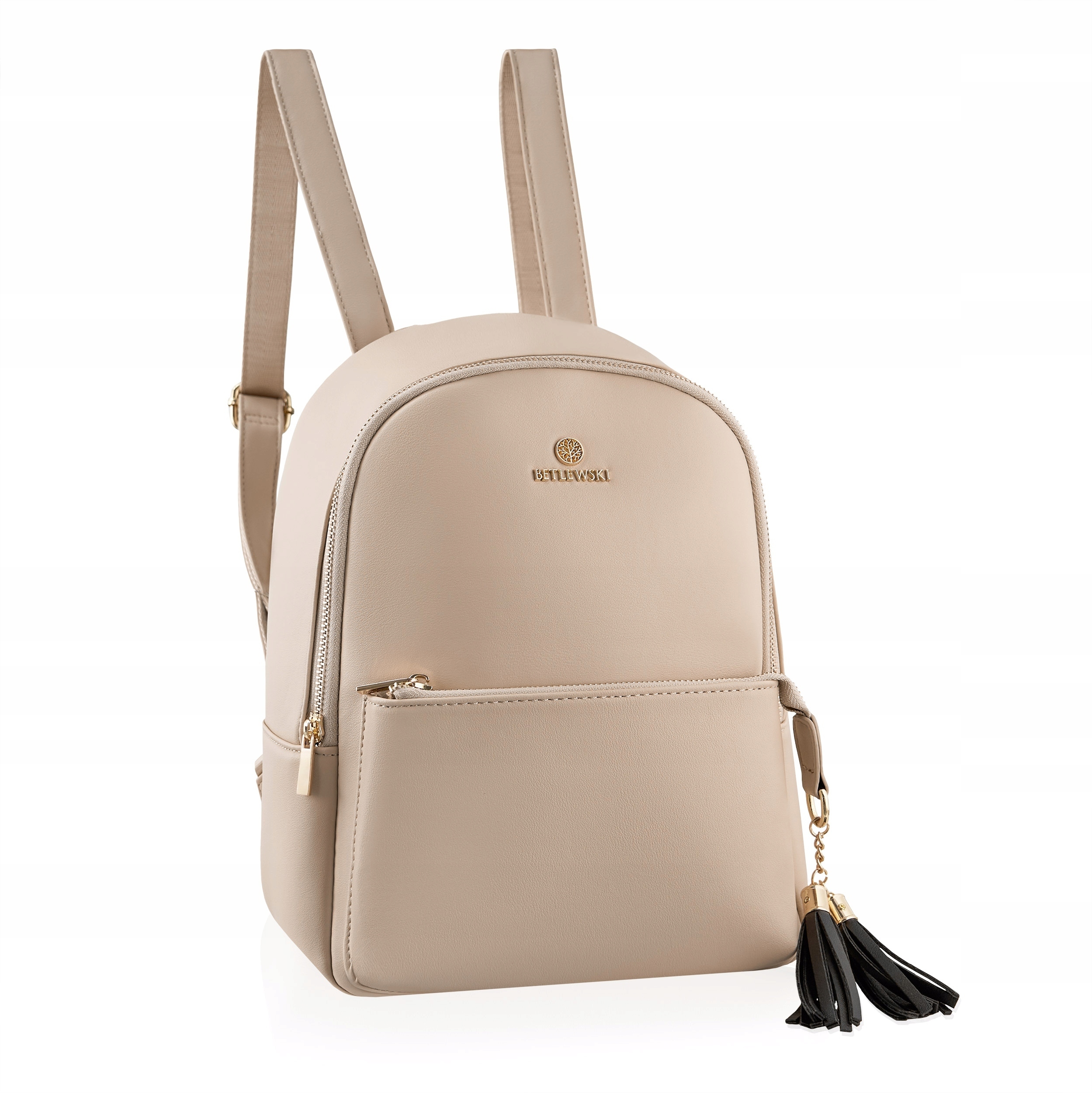 Betlewski Batoh Dámský Béžový Eko Kůže s ramenními popruhy a zipem