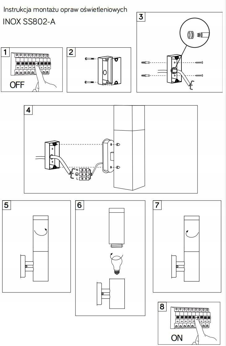 Lampa elewacyjna KINKIET ogrodowy INOX kwadratowy - wysoka jakość Marka Su-ma