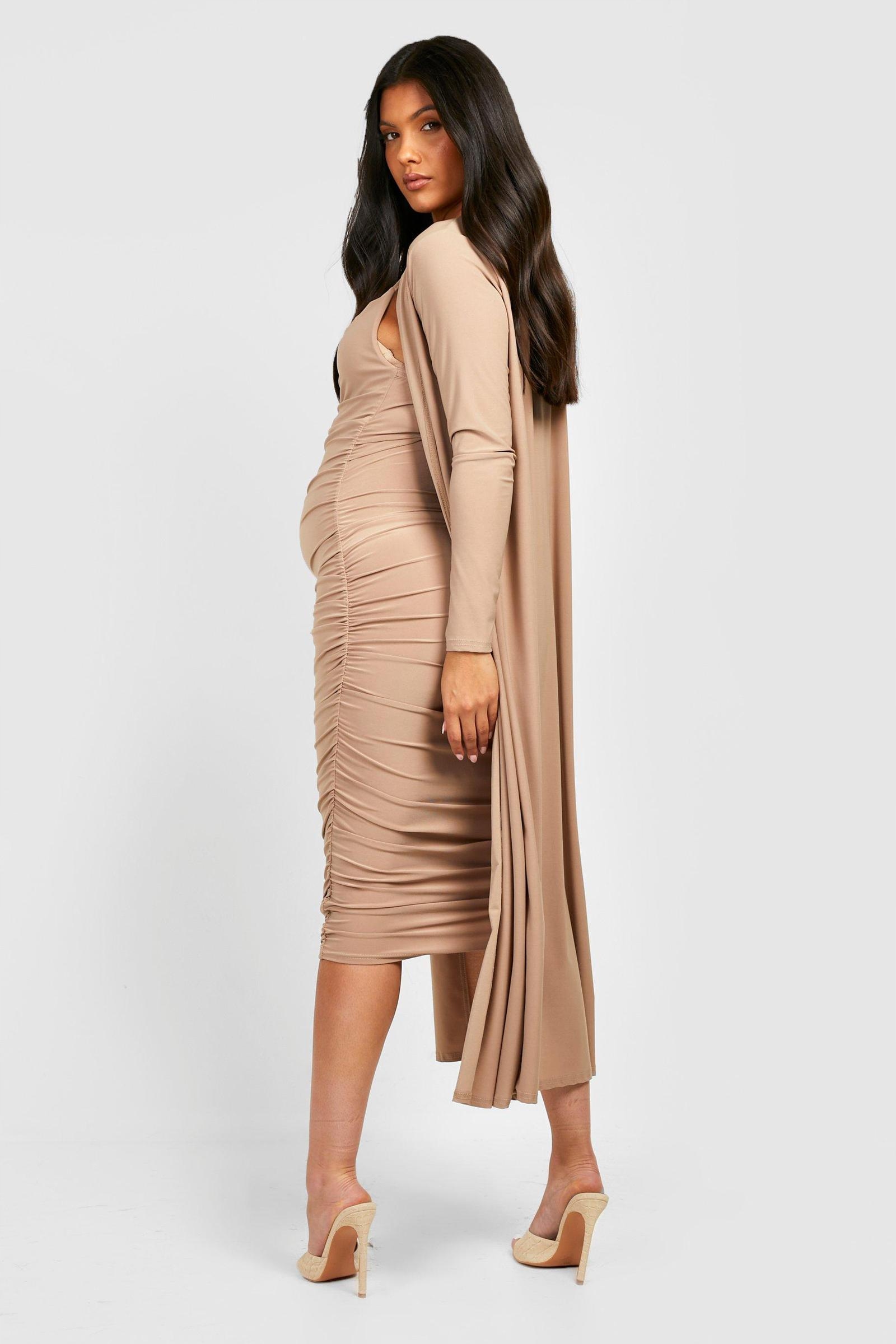 BOOHOO ZESTAW SUKIENKA NARZUTKA 6N3 NG6__L Kolor beżowy