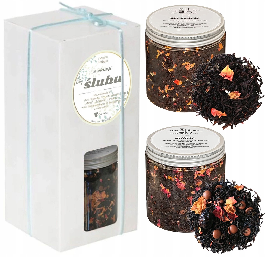 Zestaw prezentowy na ślub wesele upominek dla młodej pary herbaty