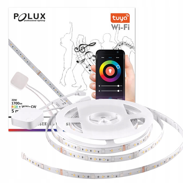 

Taśma Led Smart 20W Rgb+w IP65 Wi-FI Tuya 5m Polux