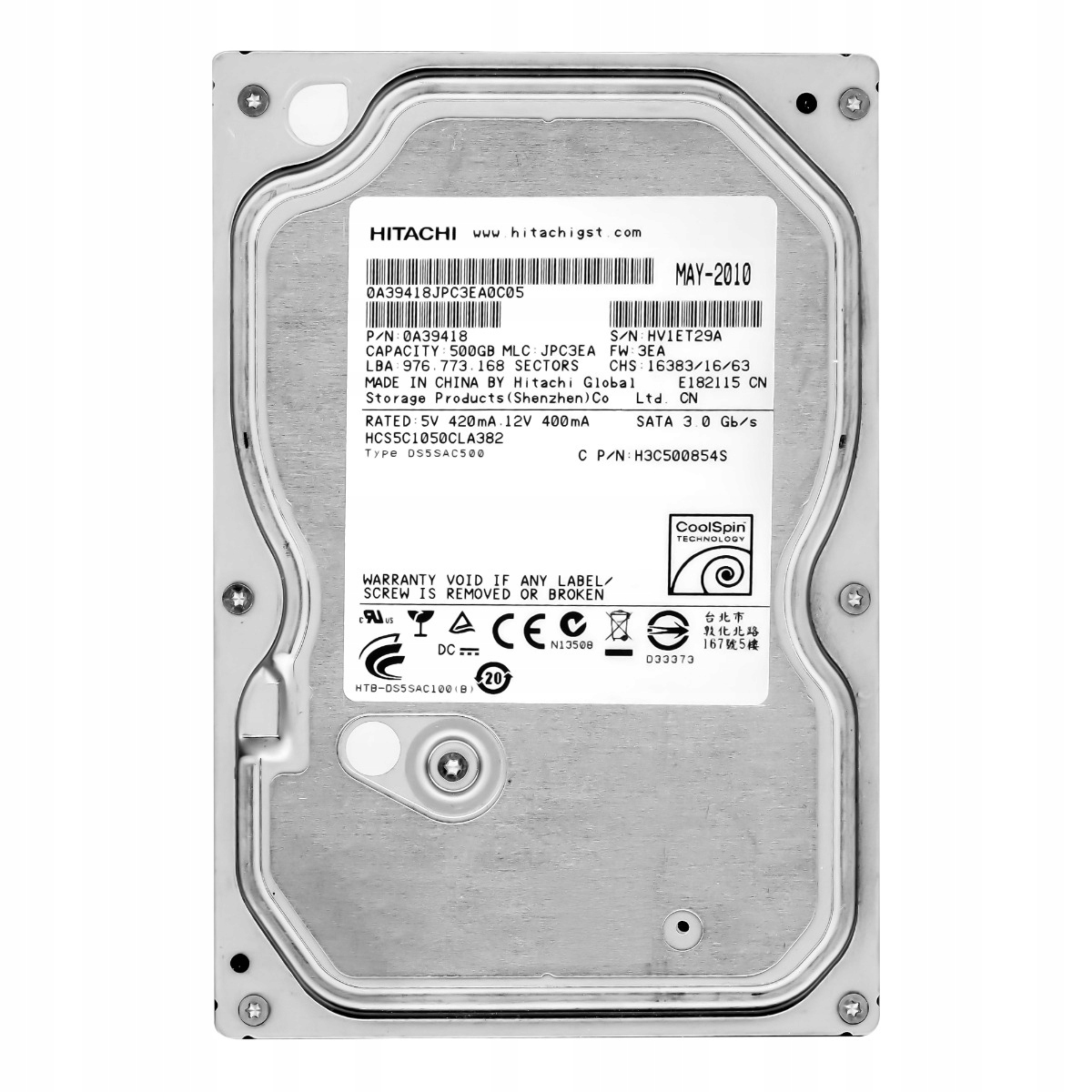 CinemaStar 5K1000 500GB 5.7K 8MB Sata II 3.5'' HCS5C1050CLA382
