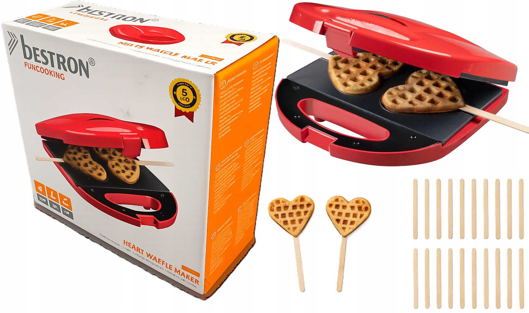 Vaflovač srdce na tyči, vafle ve tvaru srdce, Den žen 20 tyčinek