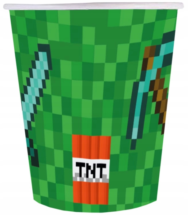 KUBECZKI PAPIEROWE Piksele MINECRAFT 250ml 6szt