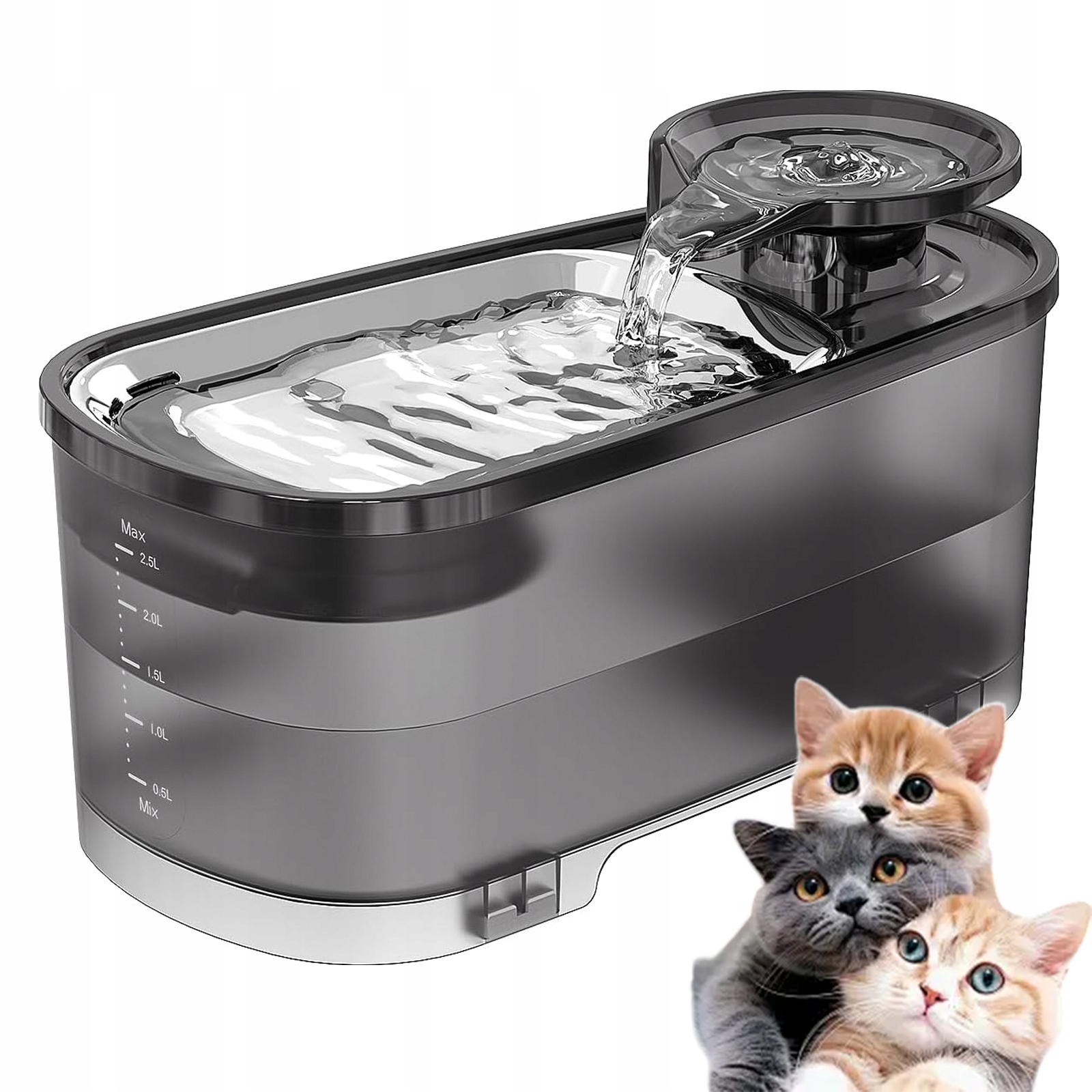 Levně Moderní Fontána Pro Kočky V Barvě Hvězdně Šedá 2,5 L A Filtr