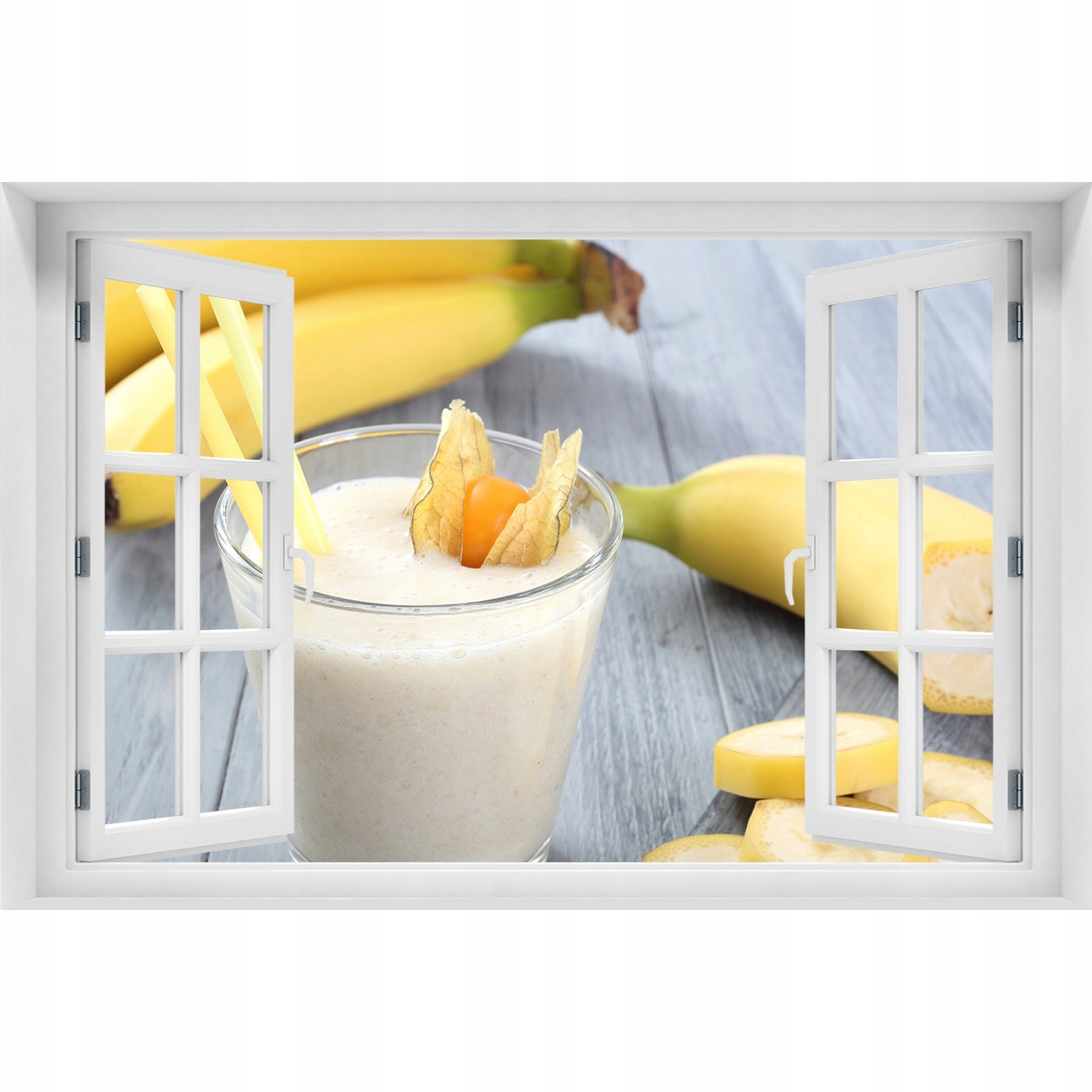 

3D Okno Naklejka na ścianę Bananowy koktajl
