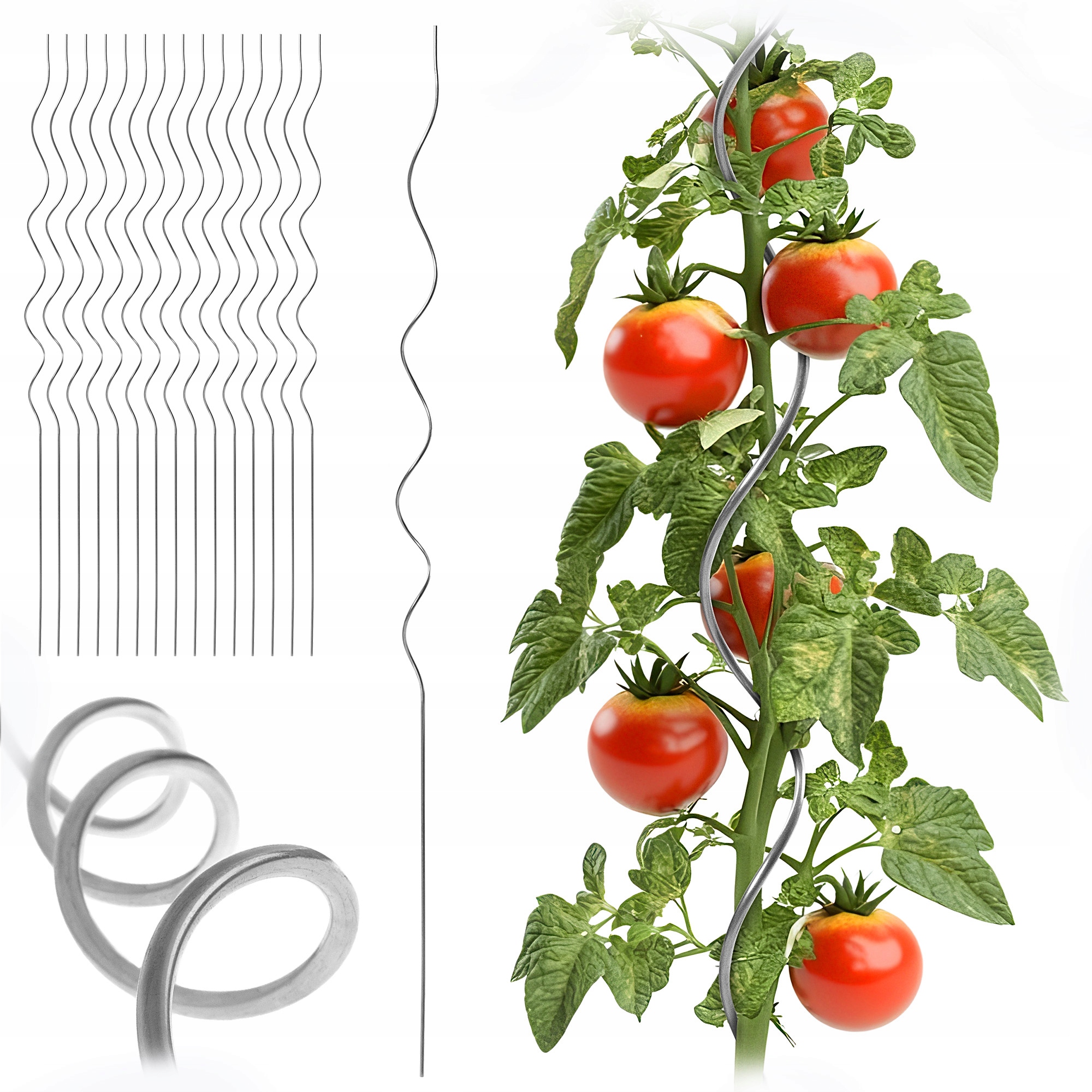 Spirálová Tyč Na Rajčata Fazole Okurky Podpora Rostlin 150 cm 15 ks