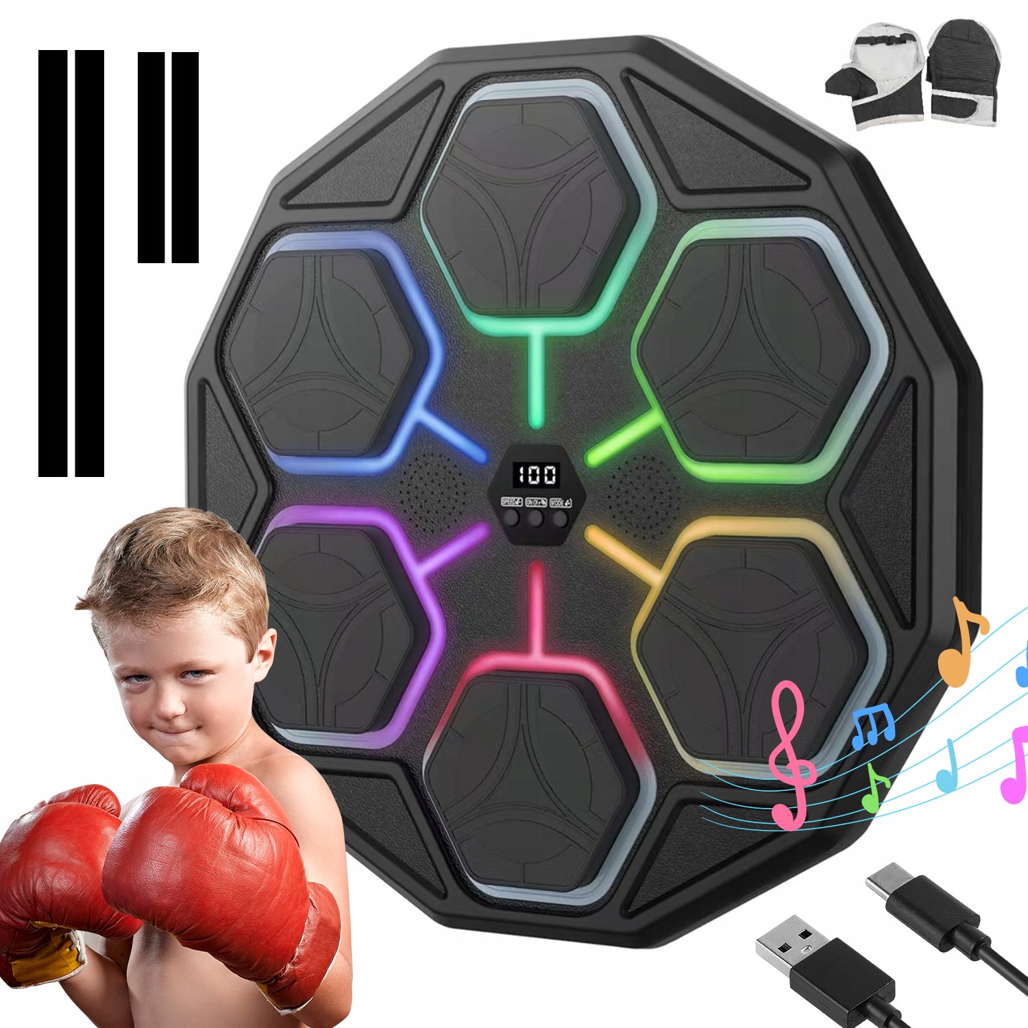 Tarcza Bokserska Trenażer Smart Boxer Bluetooth Muzyczna 11 Prędkości