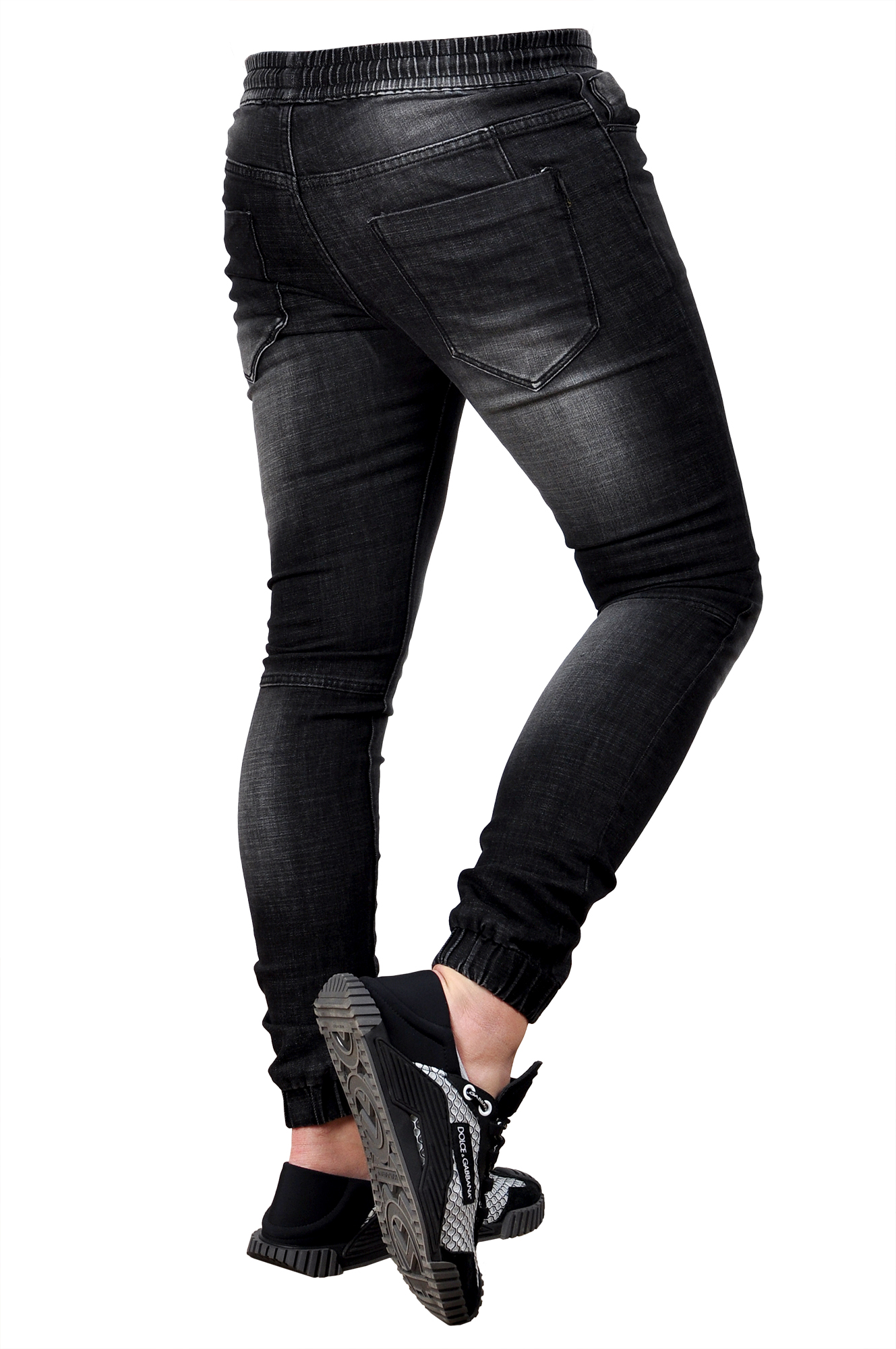 MP0090-N r. L Jeansy ze Ściągaczami JOGGERY MĘSKIE WYGODNE ELASTYCZNE Zapięcie brak