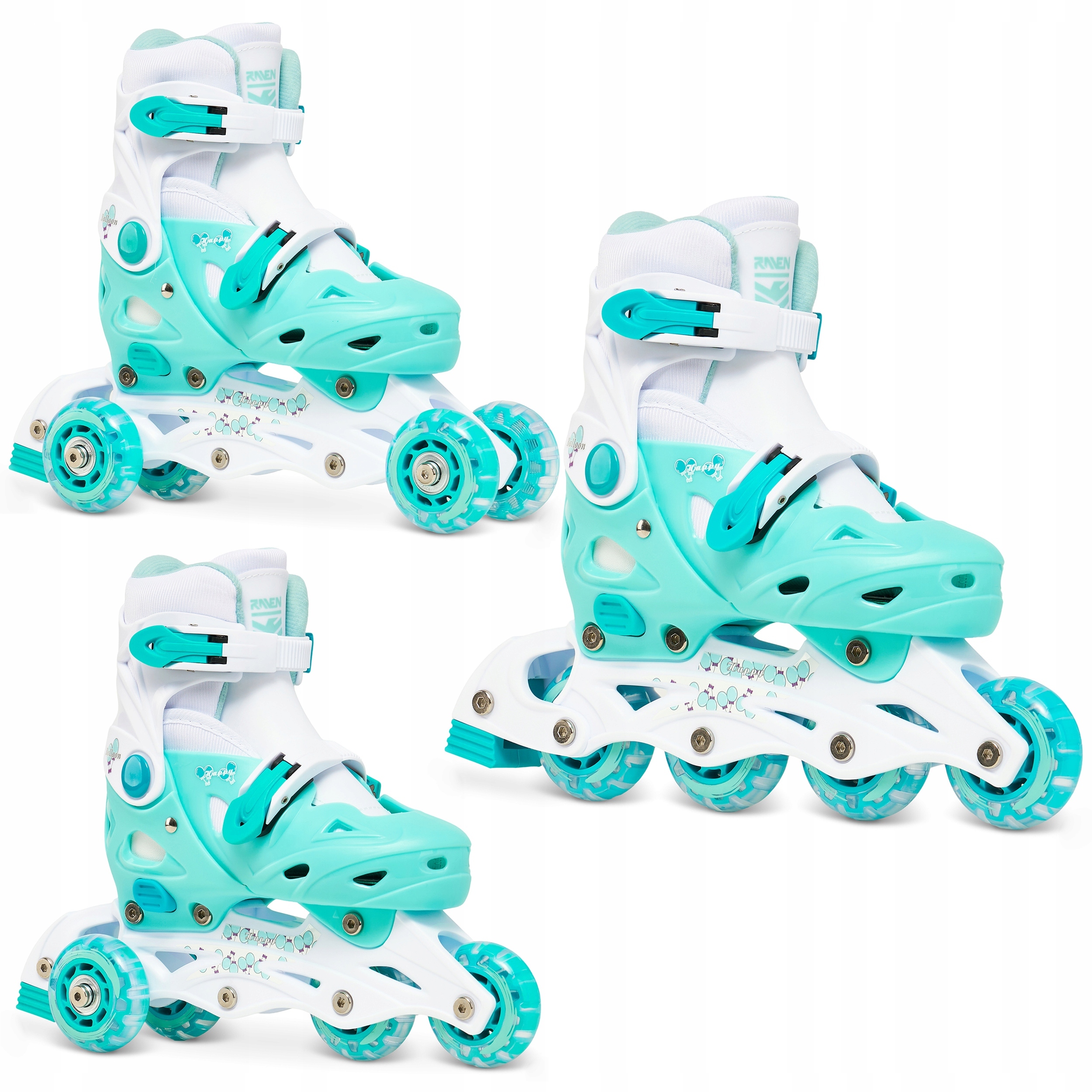 Rolki Wrotki 3w1 Regulowane Raven Balloon Mint 29-32