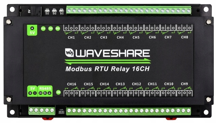 16 kanałowy moduł przekaźnikowy Modbus Rtu RS485 Waveshare 24921