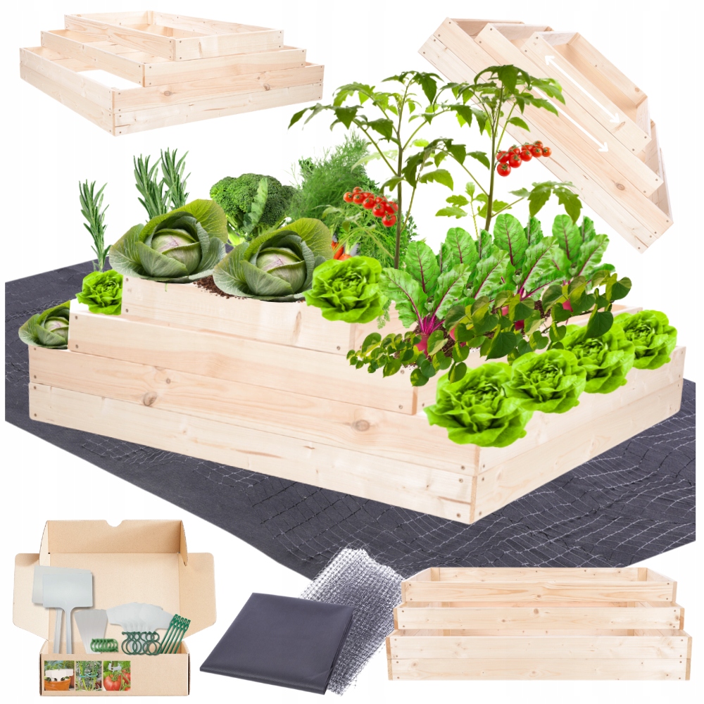 Kaskádový květináč nastavitelný dřevěný zeleninový záhon vyvýšený 36x120x100