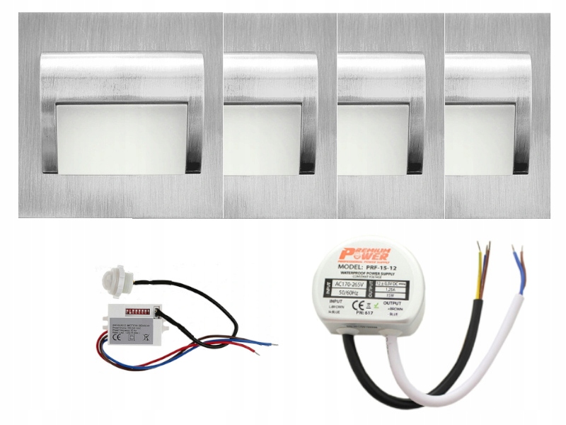 Halogenová schodišťová Led sada 4x napájecí adaptér senzor