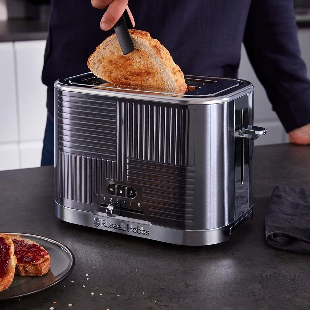 RUSSELL HOBBS Toster 2 Kromki Stalowy Szerokie Szczeliny 6 Stopni 1640W — miniatura 11