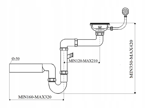 Syfon zlew pojedyńczy duże sito z przelewem EAN (GTIN) 5903874941514